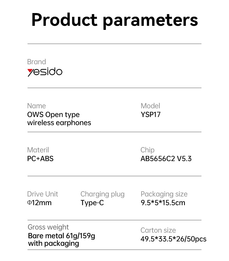 Audífonos Bluetooth Ows Yesido Ysp17 Waterproof Negro – imagen 3
