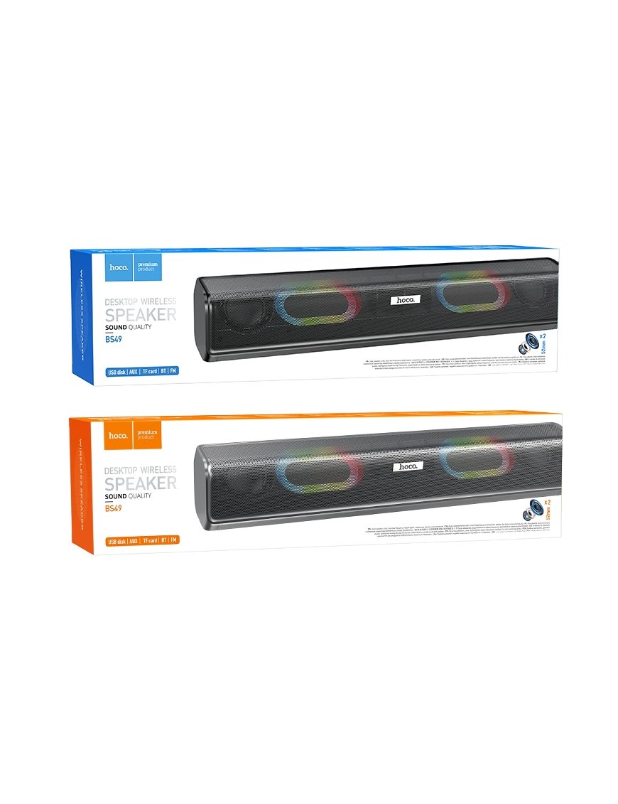 Barra de Sonido Hoco BS49 Bluetooth RGB 10W con TWS, FM y USB Negra - vista 2