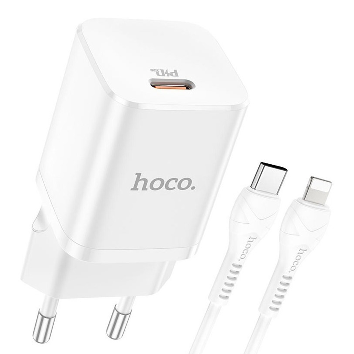 Cargador + Cable Iphone Ipad Tipo C Hoco N19 25w Blanco