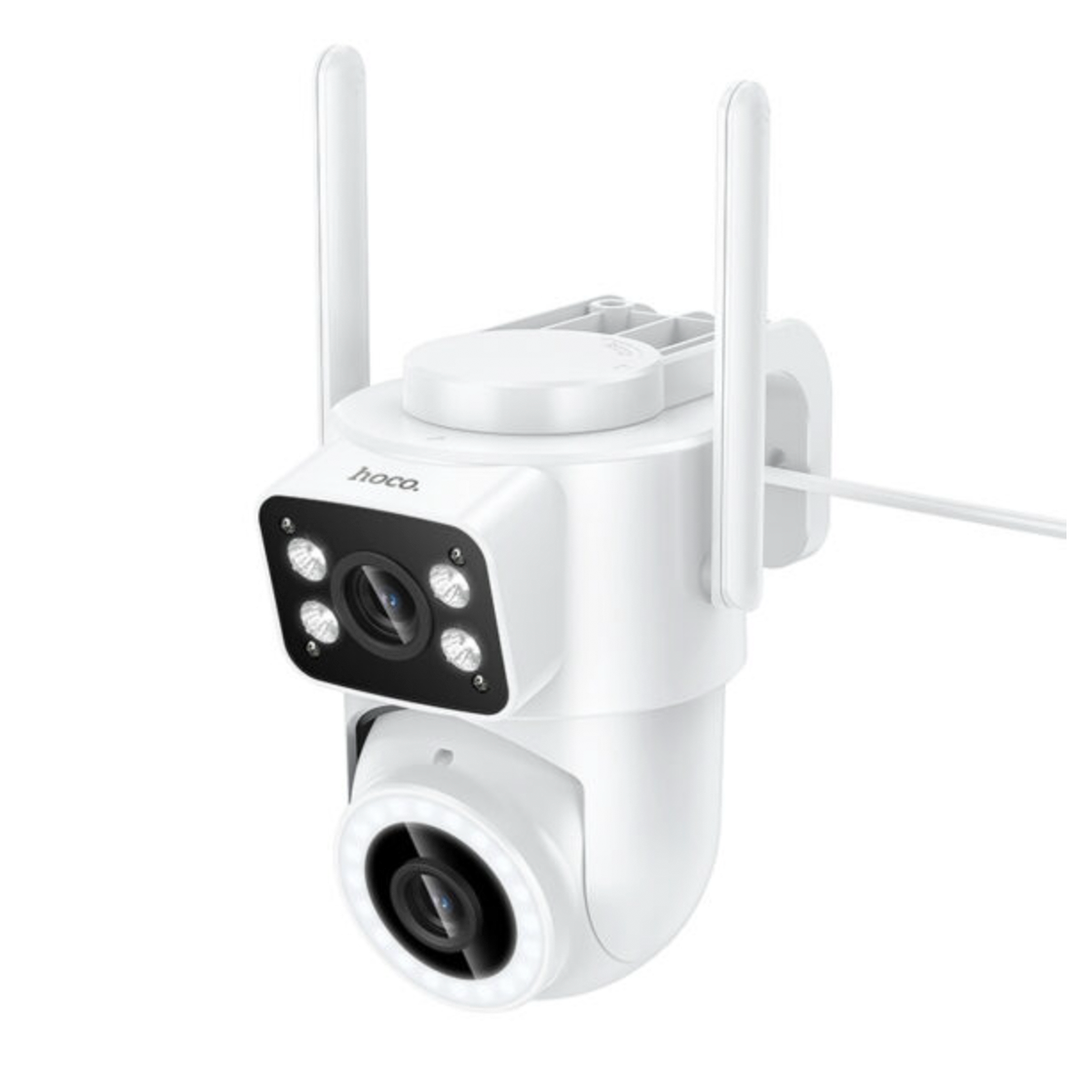 Cámara Dual Seguridad Exterior Hoco D9 Hd Blanco
