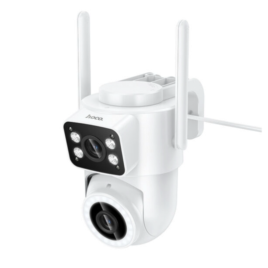 Cámara Dual Seguridad Exterior Hoco D9 Hd Blanco