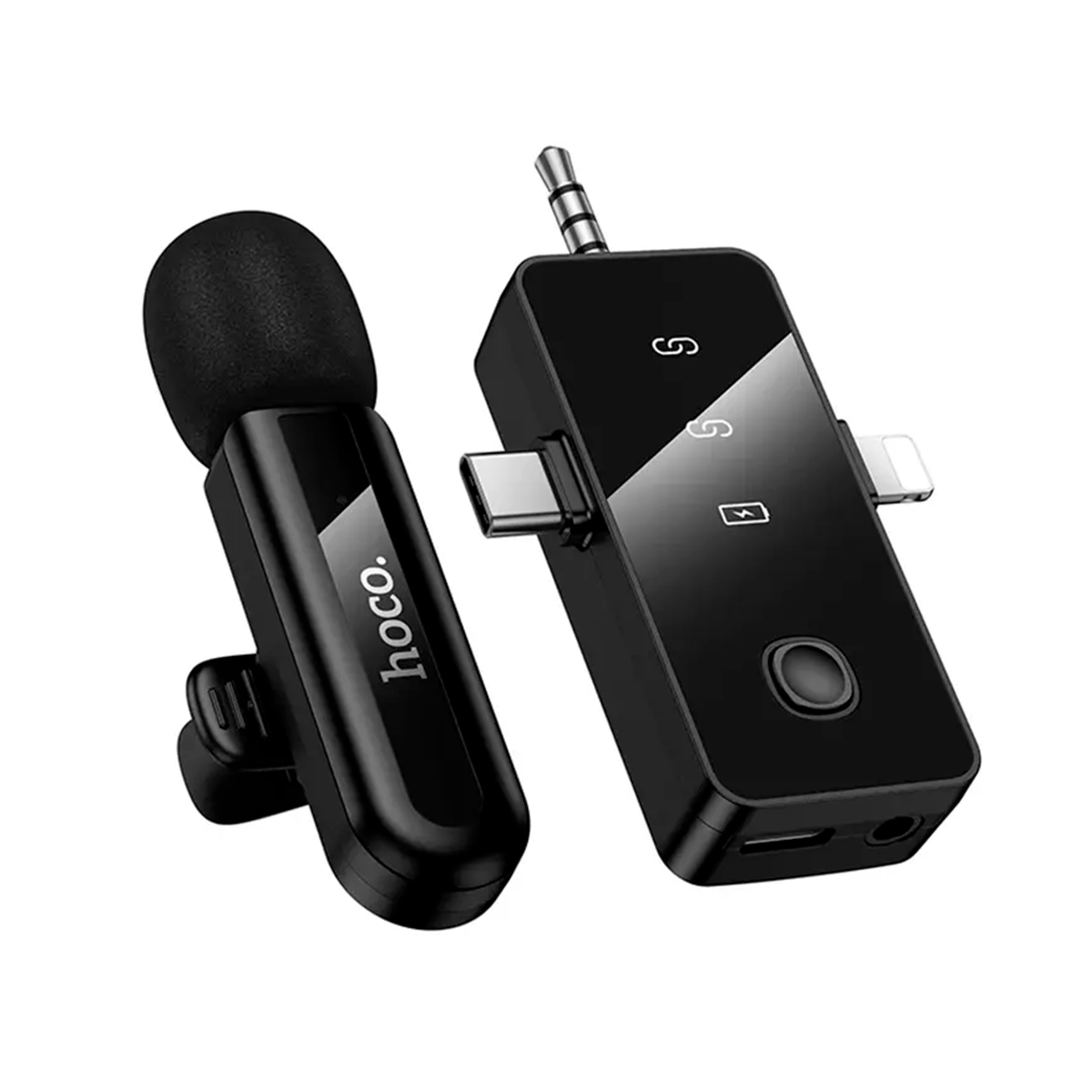 Micrófono Inalámbrico Hoco L20B con Cancelación de Ruido USB-C, Lightning y 3.5 mm