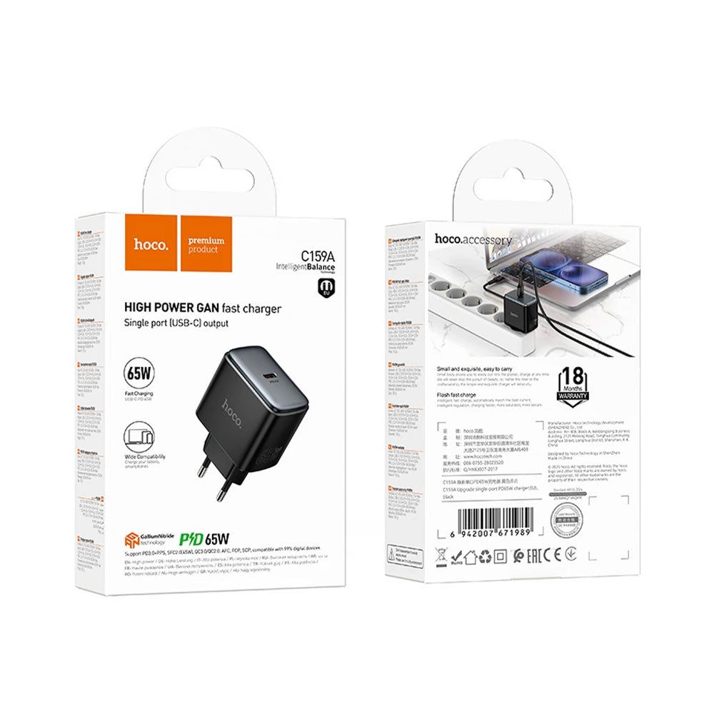 Cargador Carga Rapida Hoco C159a 65w Gan Negro – imagen 2