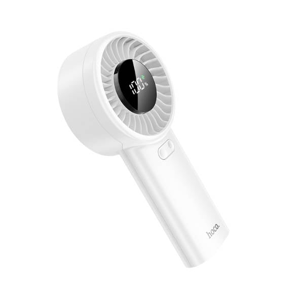 Ventilador Mini Pantalla Led Recargable De Mano Hoco Hx62 Blanco