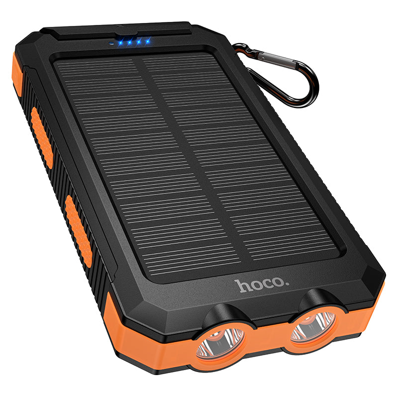Powerbank Solar Hoco J164 8000 Mah Doble Linterna Led Negro – imagen 2
