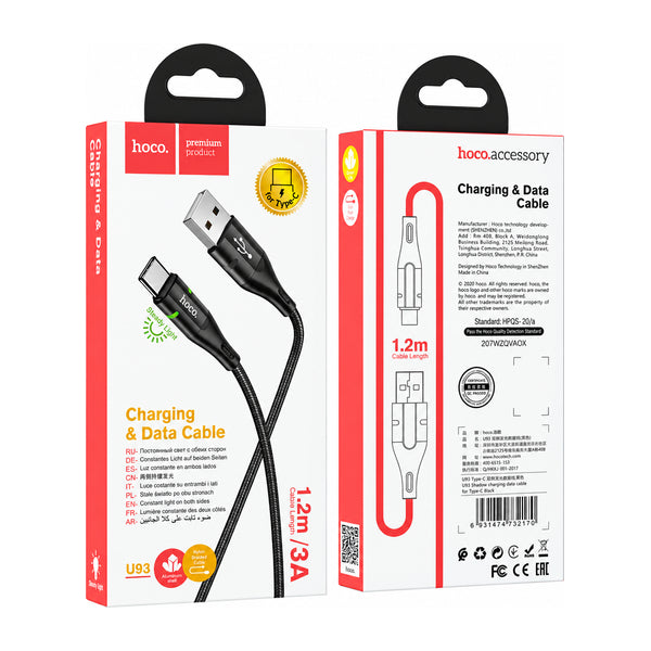 Cable Usb Para Tipo C 3a Hoco U93 Negro
