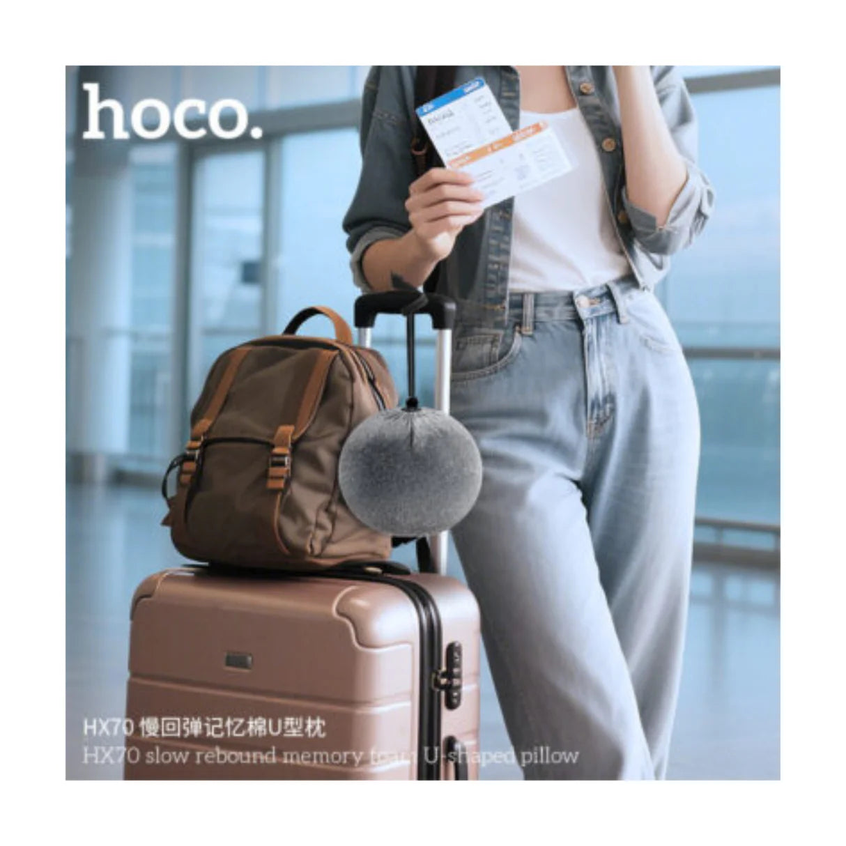Almohada Cojin de Cuello Hoco Hx70 Memory Foam Gris – imagen 2