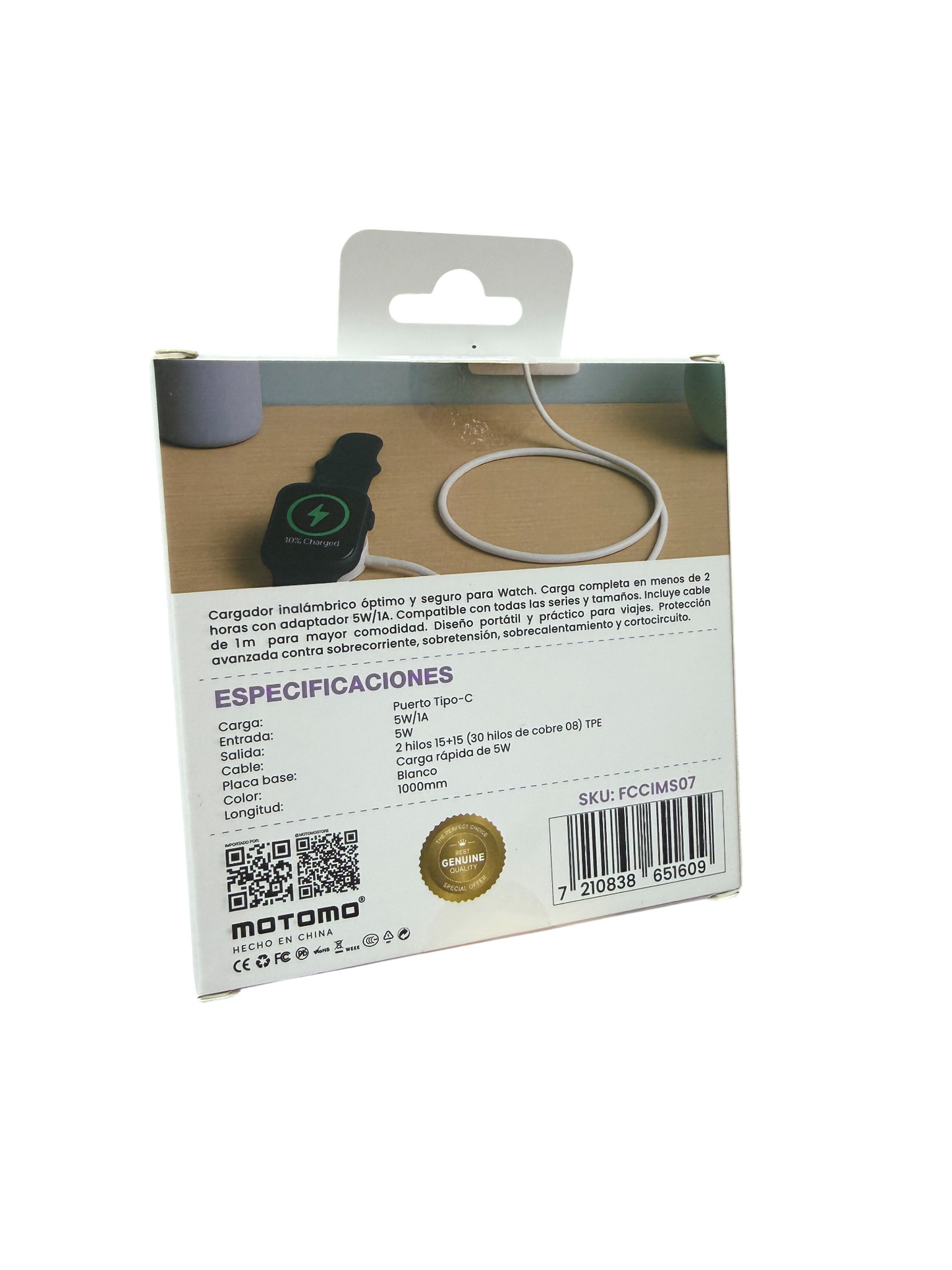Cable Cargador Para Apple Watch Motomo Mo-w5 Blanco – imagen 3