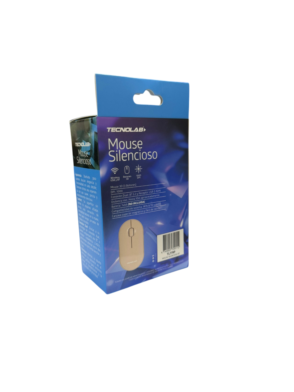 Mouse Silencioso Dual 1000 Dpi Tecnolab Tl779 Rosa – imagen 3