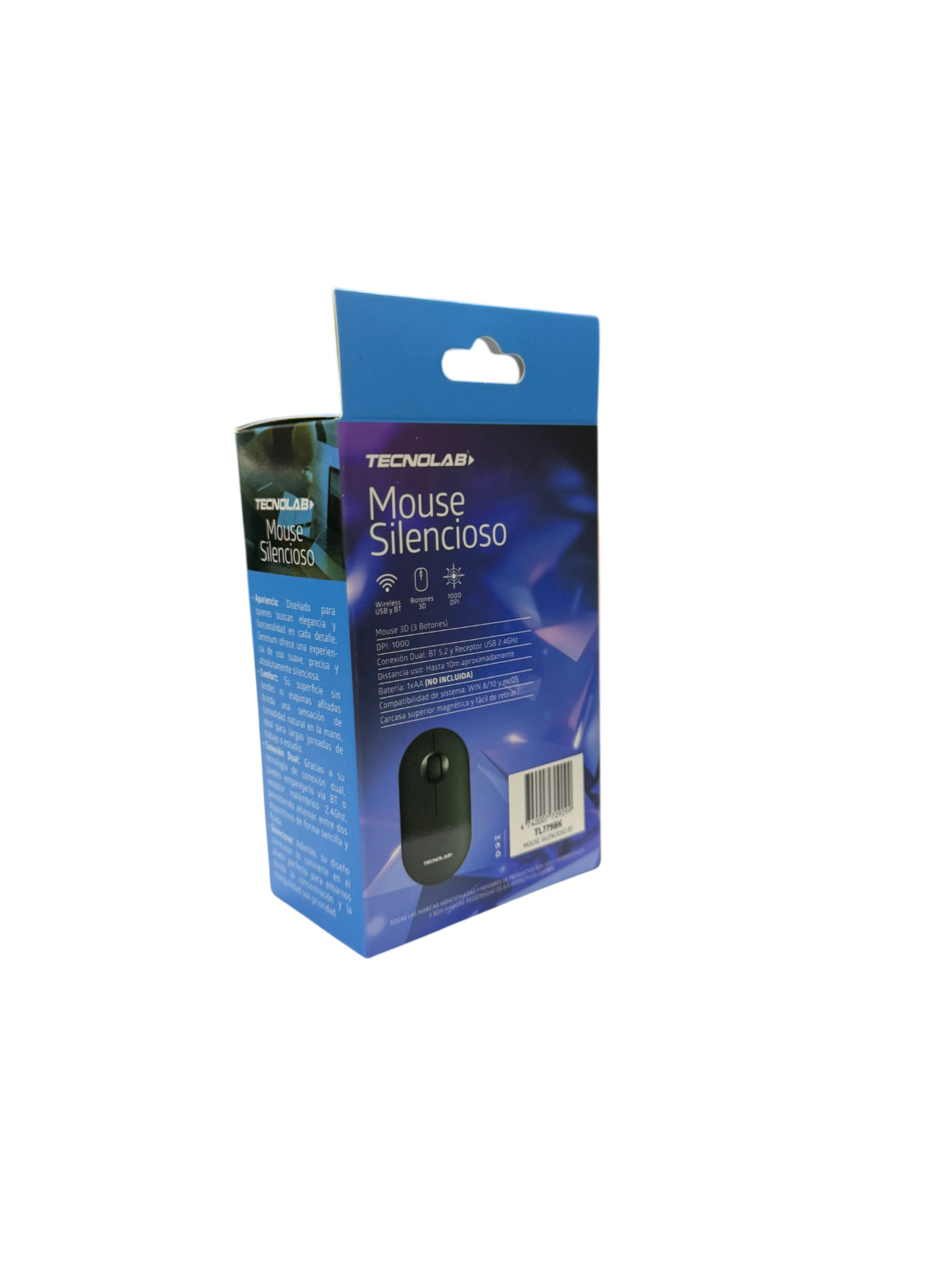 Mouse Silencioso Dual 1000 Dpi Tecnolab Tl779 Negro – imagen 3