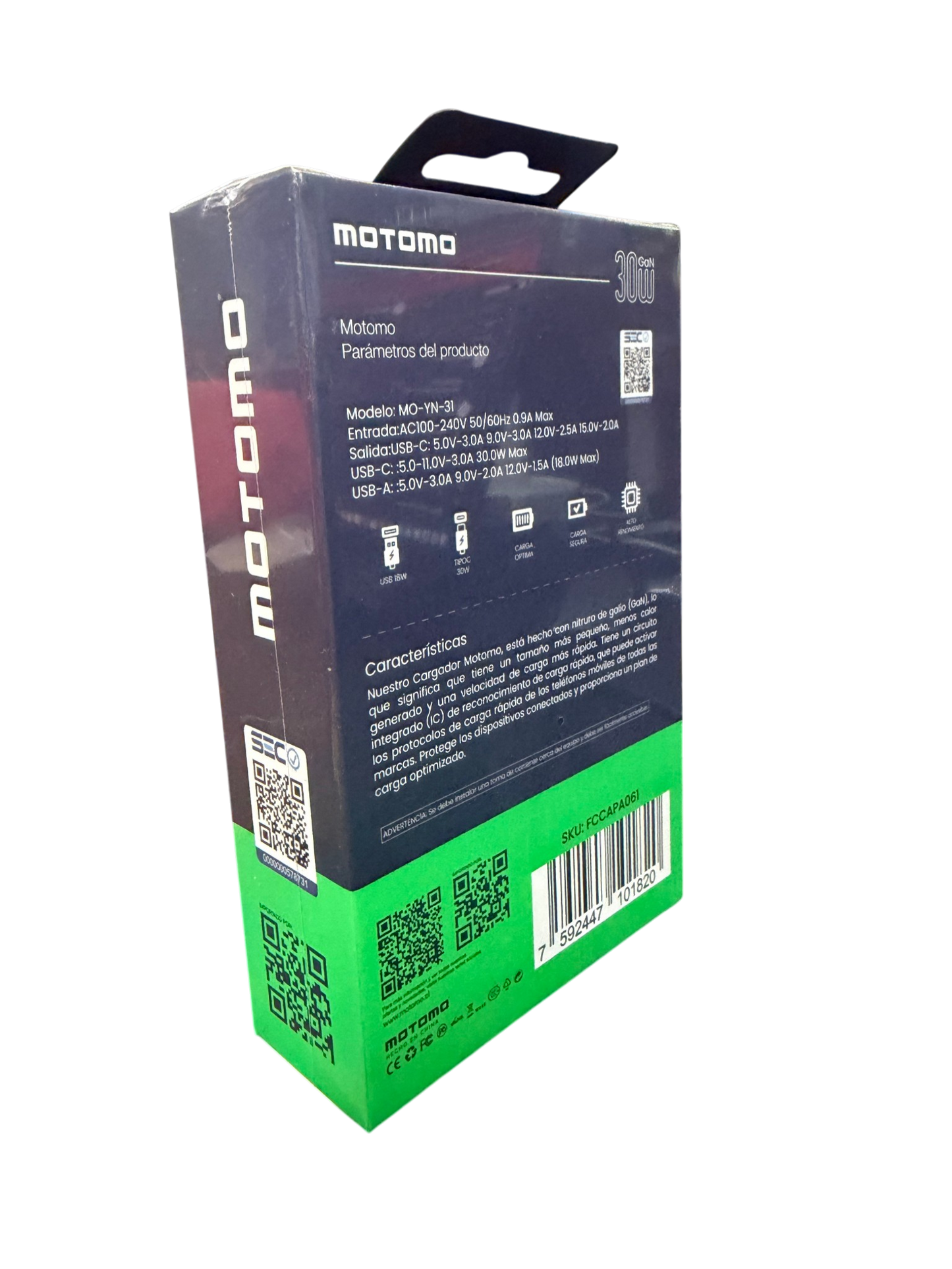 Cargador Rápido Motomo Yn-31 Gan Tipo C 30w + Cable Tipo C Blanco – imagen 2