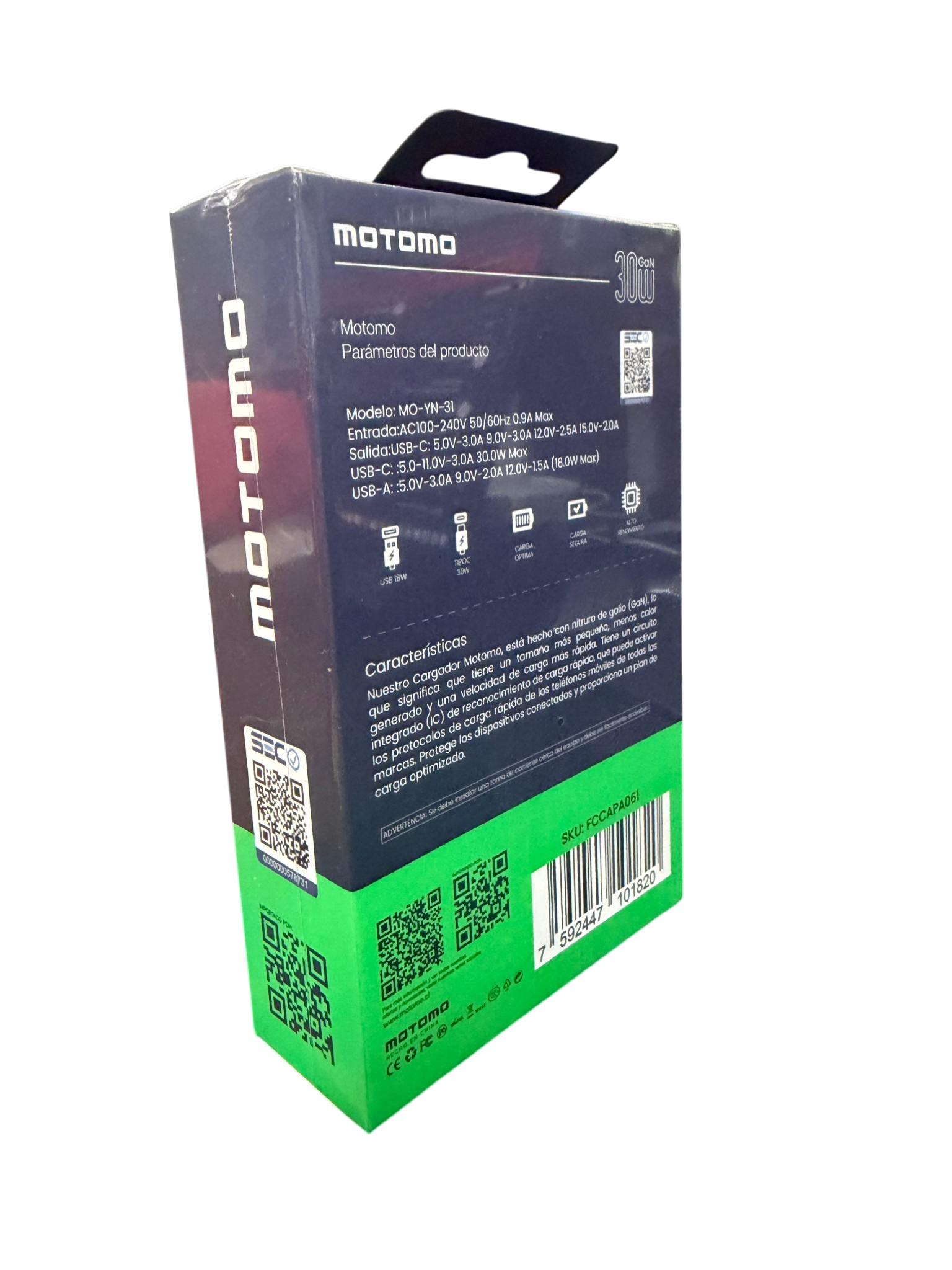 Cargador Rápido Motomo Yn-31 Gan Tipo C 30w + Cable Tipo C Blanco – imagen 2