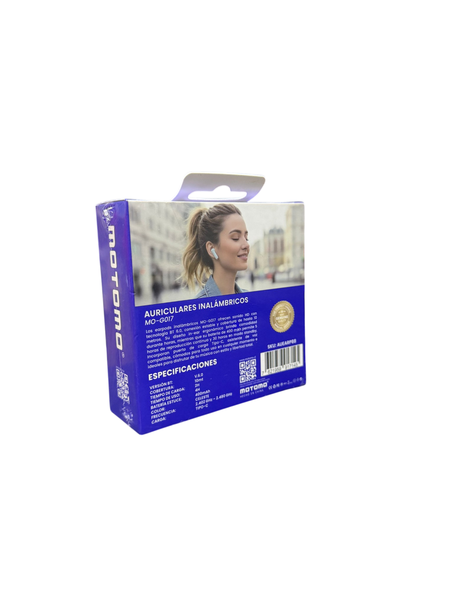 Audífonos In Ear Bluetooth Motomo Mo-G017 Celeste – imagen 3