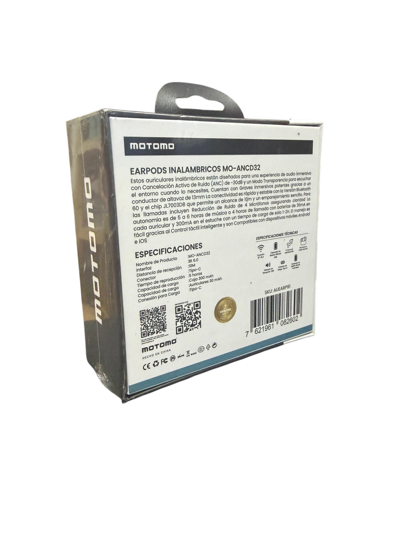 Audífonos In Ear Bluetooth Motomo Mo-ancd32 Anc Gris – imagen 3