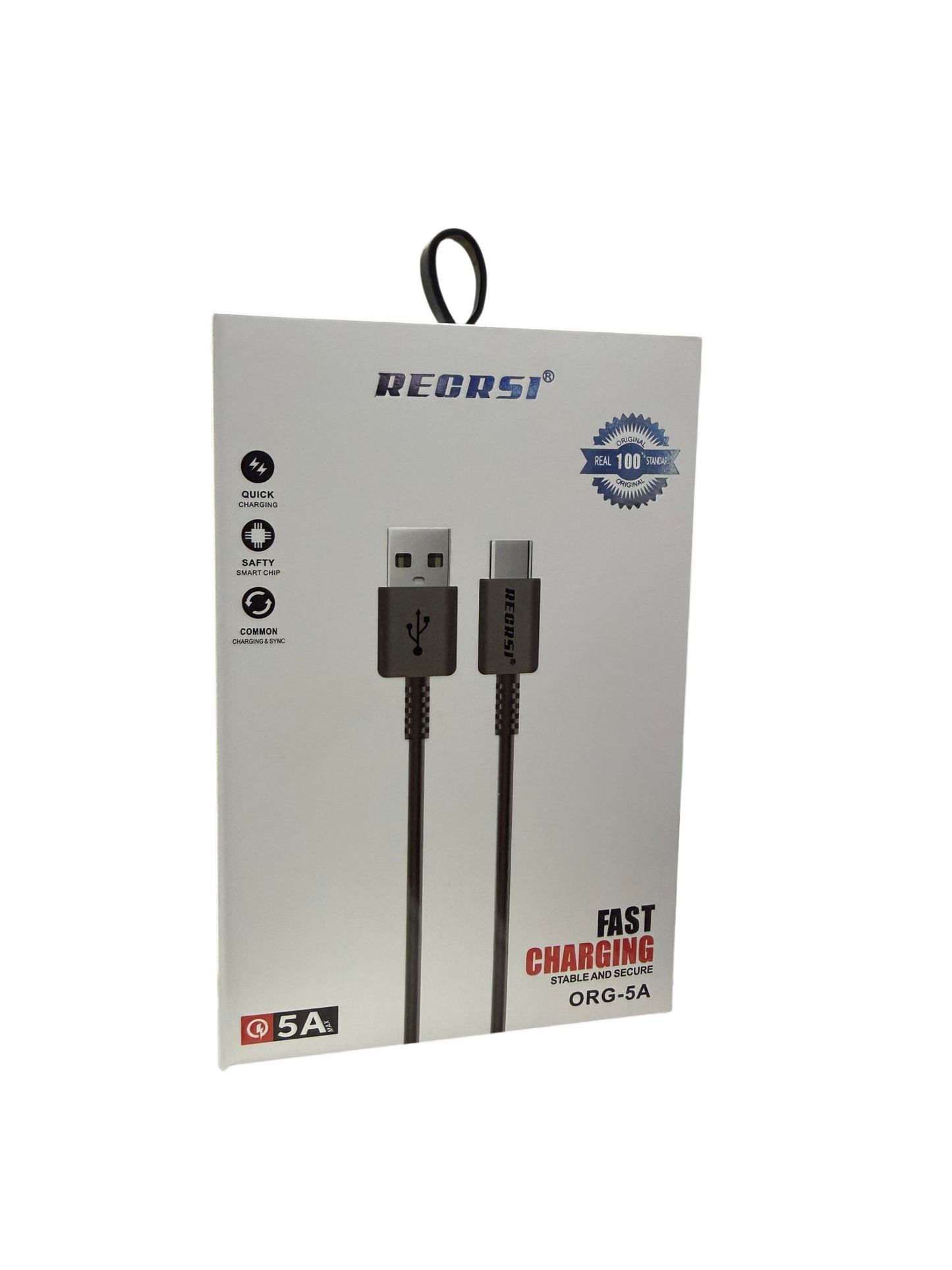 Cable Usb a Tipo C Recrsi 5a 1 Metro Negro