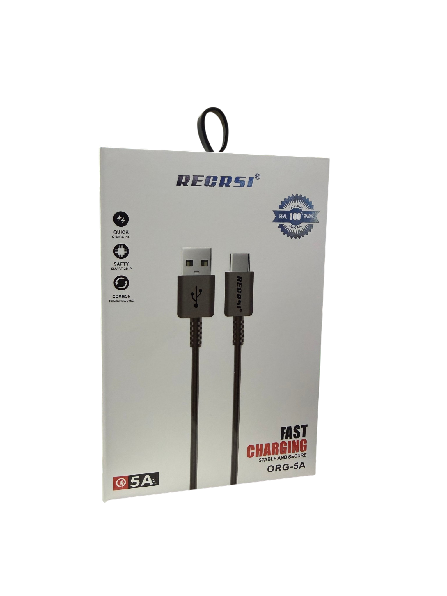 Cable Usb a Tipo C Recrsi 5a 1 Metro Negro