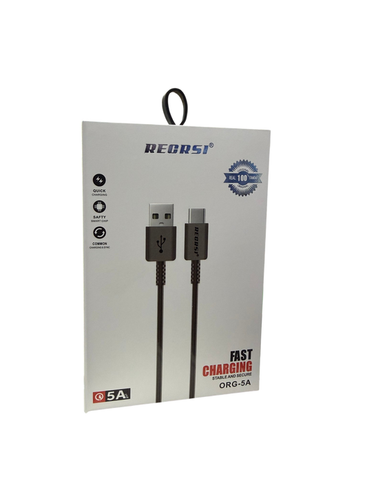 Cable Usb a Tipo C Recrsi 5a 1 Metro Negro