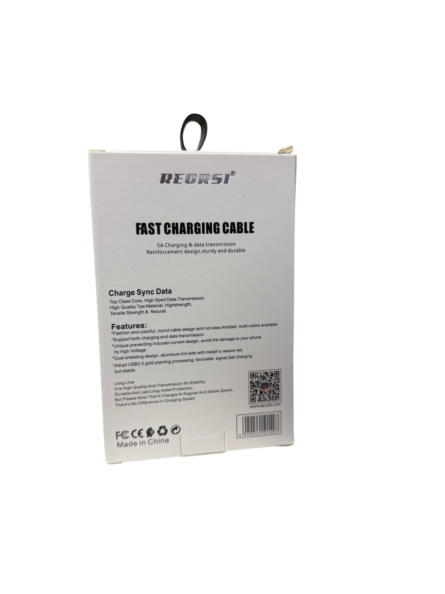 Cable Usb a Tipo C Recrsi 5a 1 Metro Negro – imagen 2