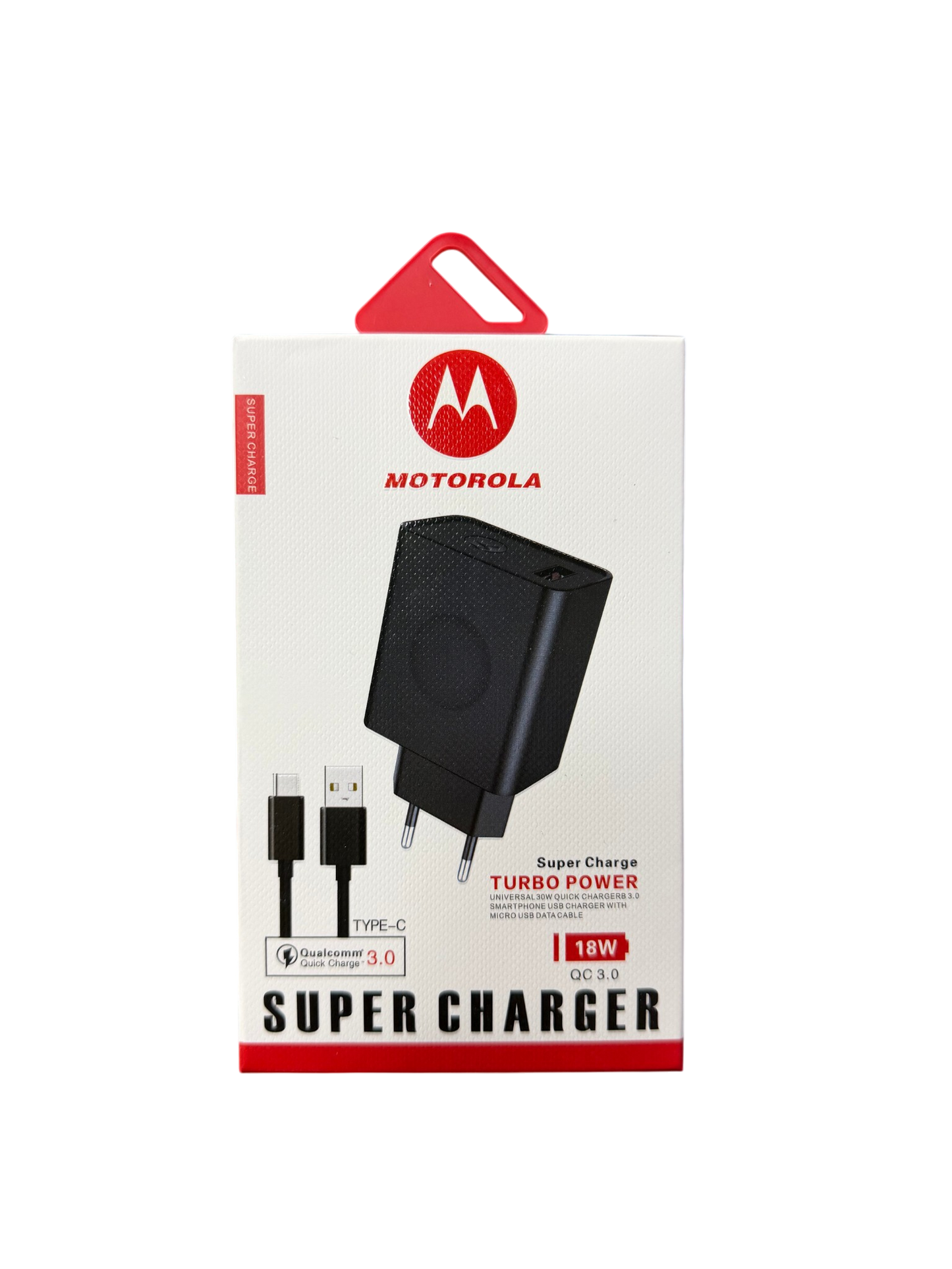 Cargador Motorola Turbo Power 18w + Cable Tipo C Negro