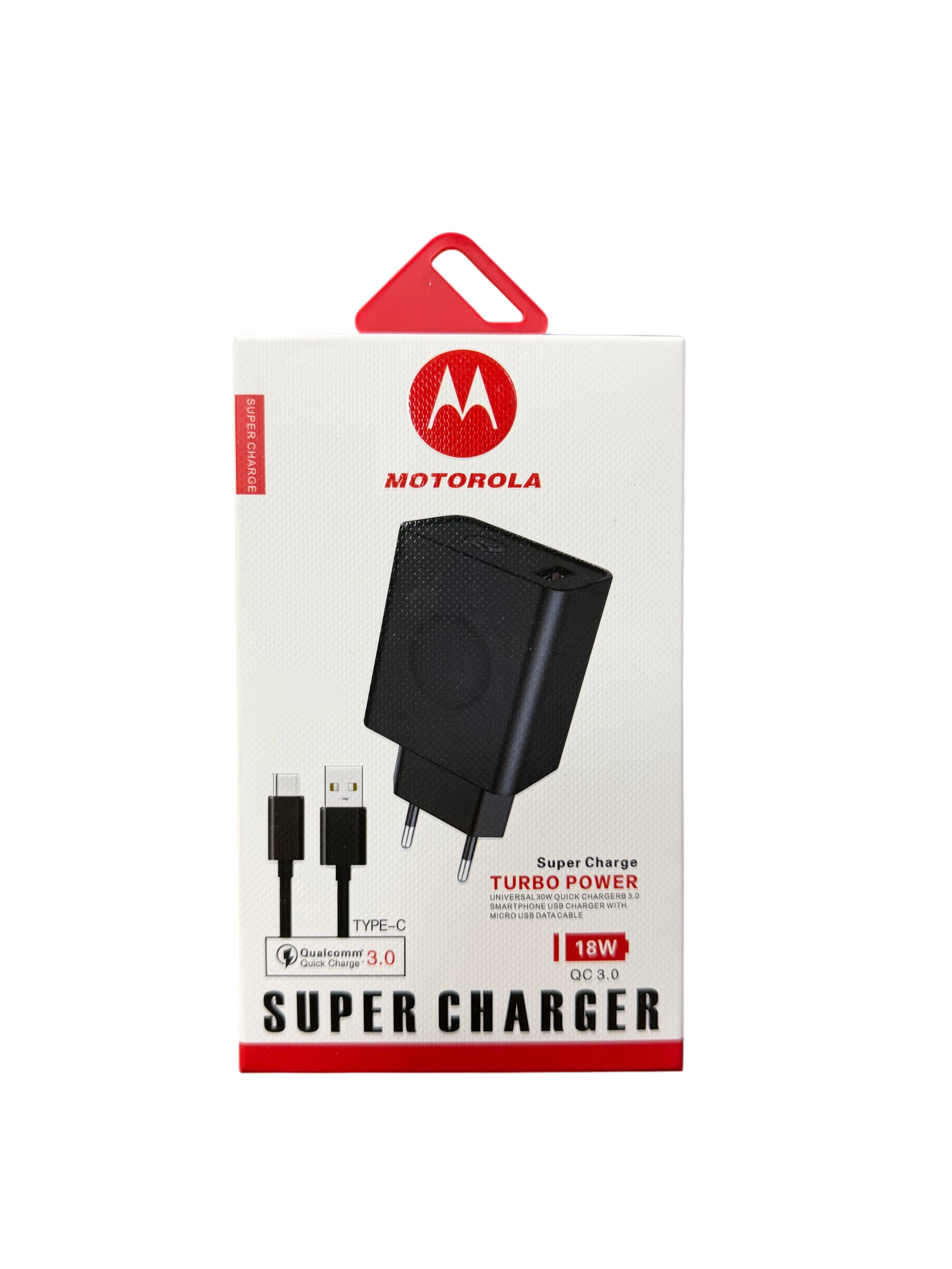 Cargador Motorola Turbo Power 18w + Cable Tipo C Negro