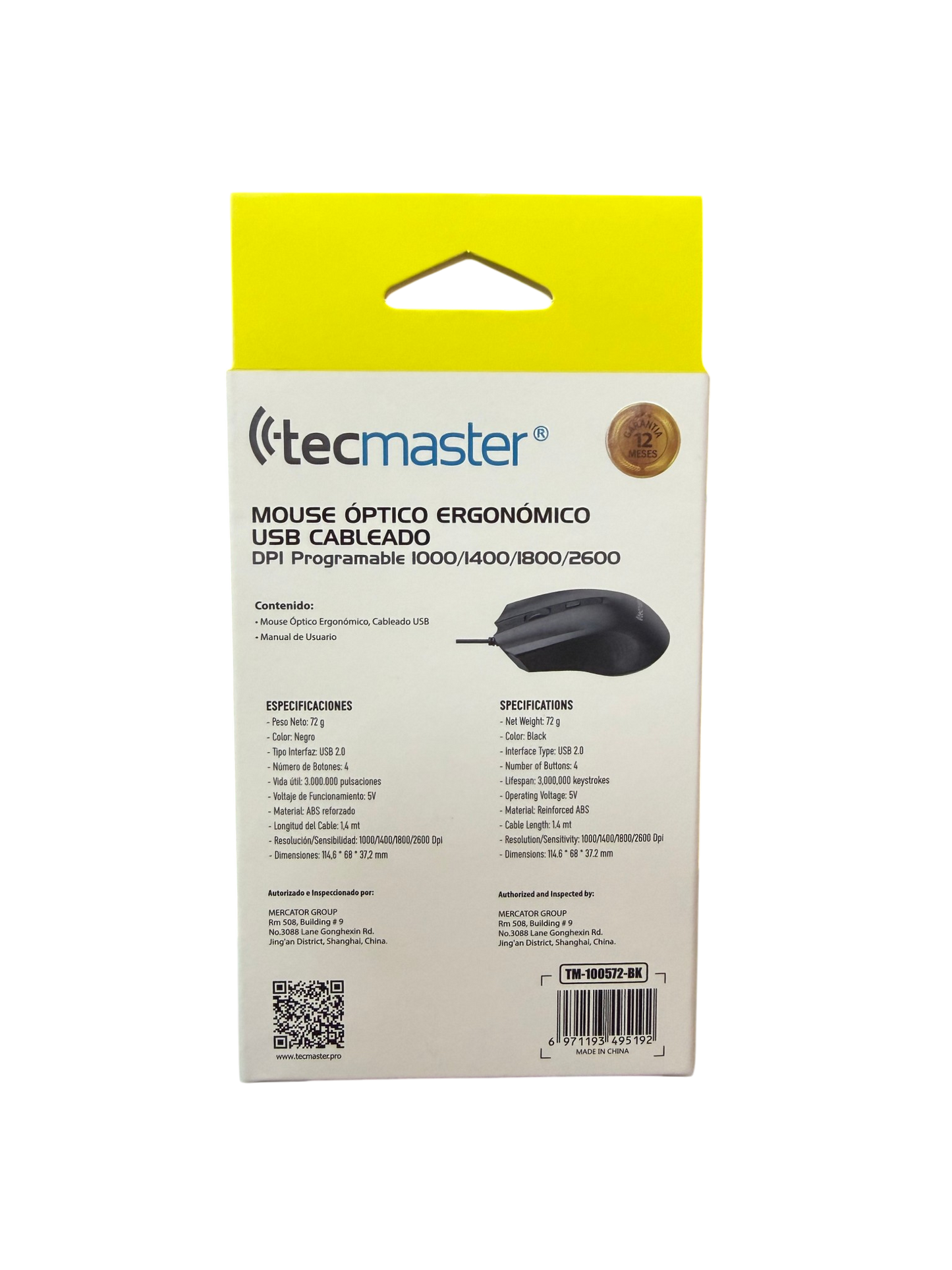 Mouse Optico Ergonomico Usb 2.0 Tecmaster Tm-100572 2600 Dpi Negro – imagen 3