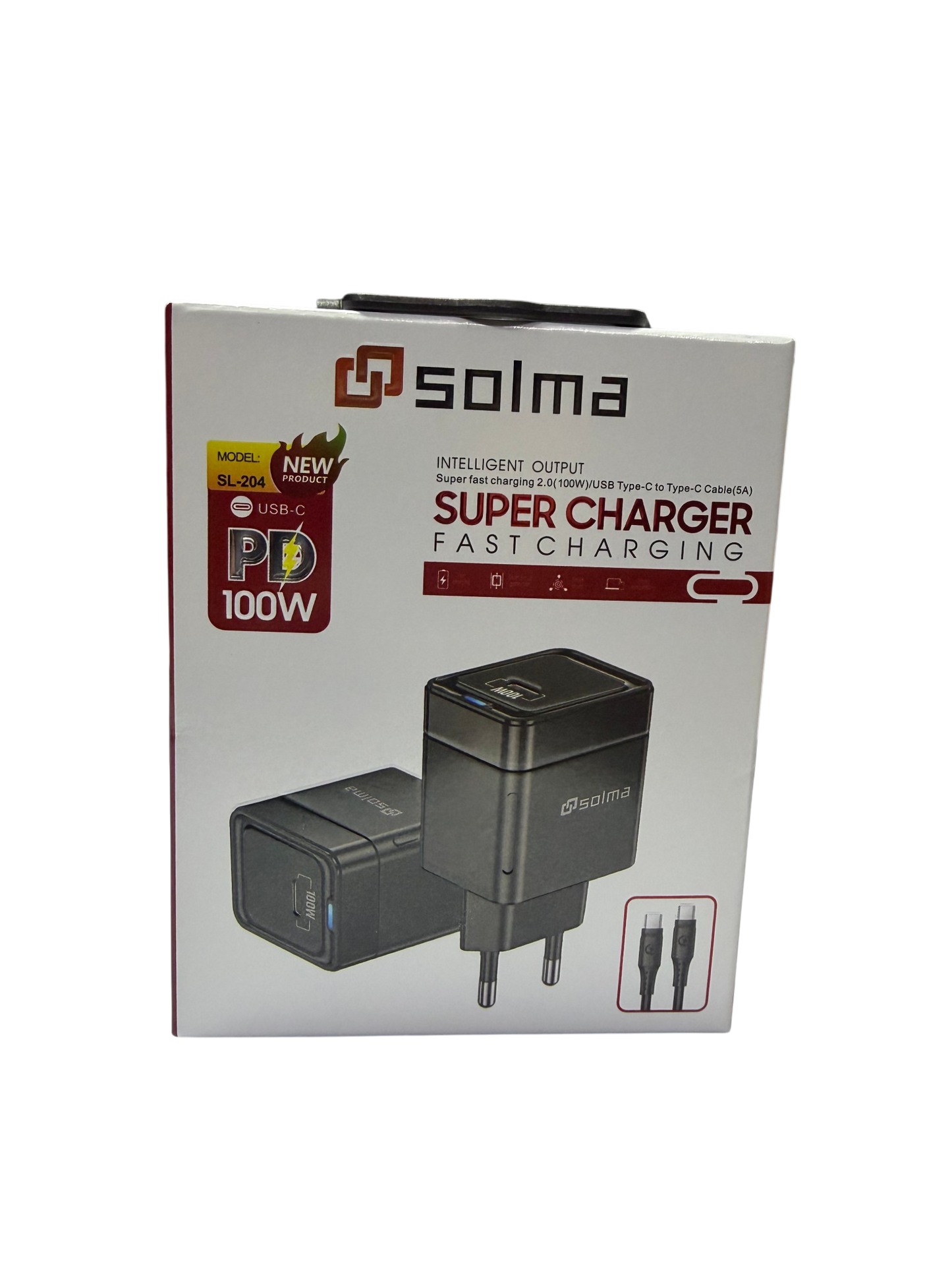 Cargador Solma Fast Charging Pd 100w + Cable Tipo C a Tipo C Negro – imagen 3