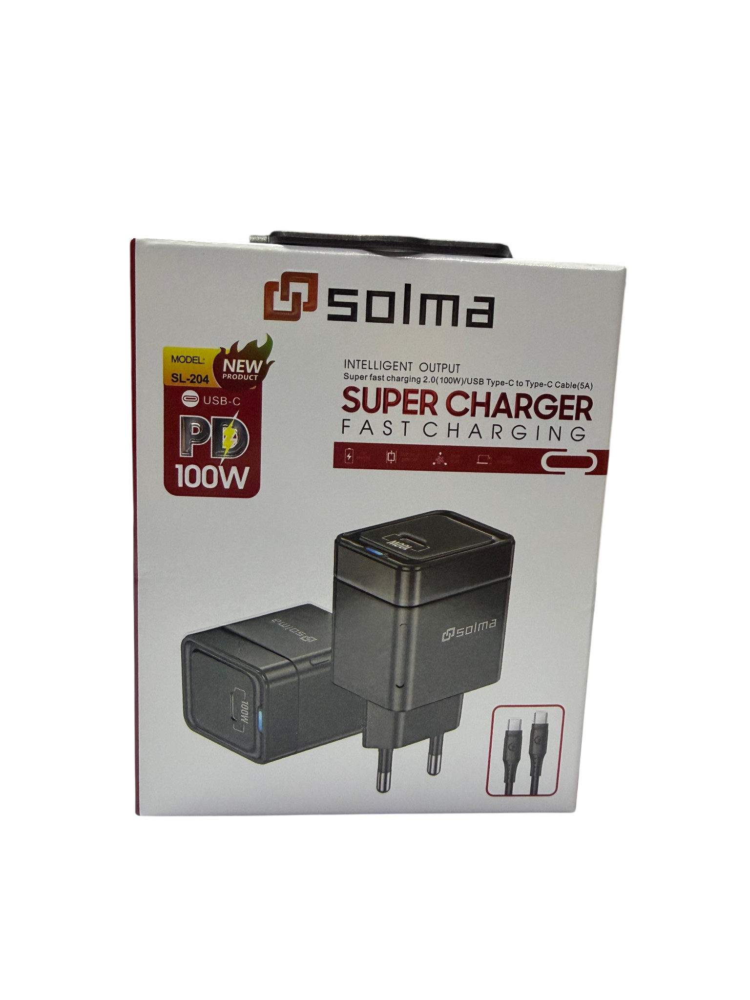 Cargador Solma Fast Charging Pd 100w + Cable Tipo C a Tipo C Negro – imagen 3