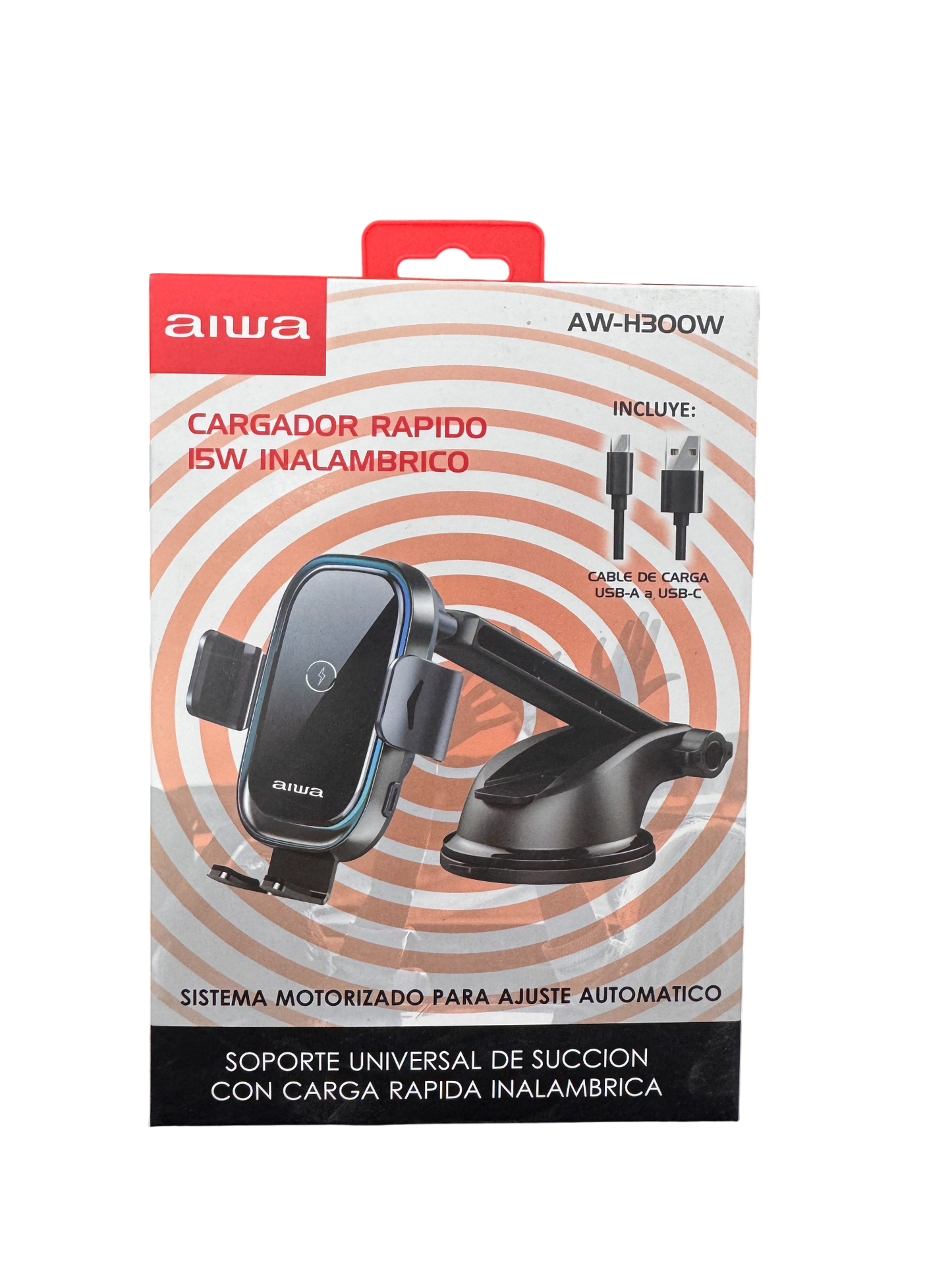 Soporte De Auto Cargador Inalambrico 15w Aiwa Aw-h300w Negro