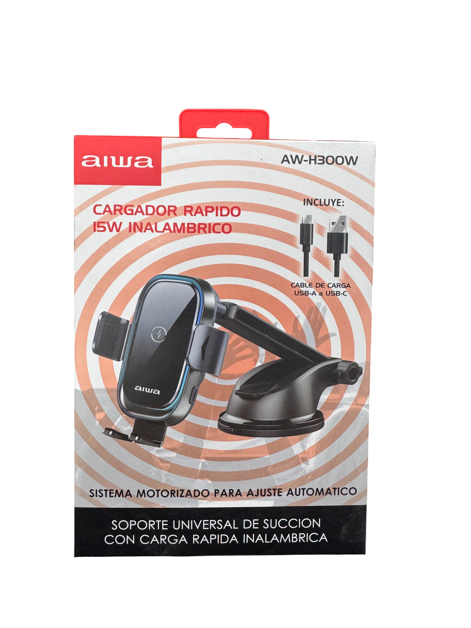 Soporte De Auto Cargador Inalambrico 15w Aiwa Aw-h300w Negro
