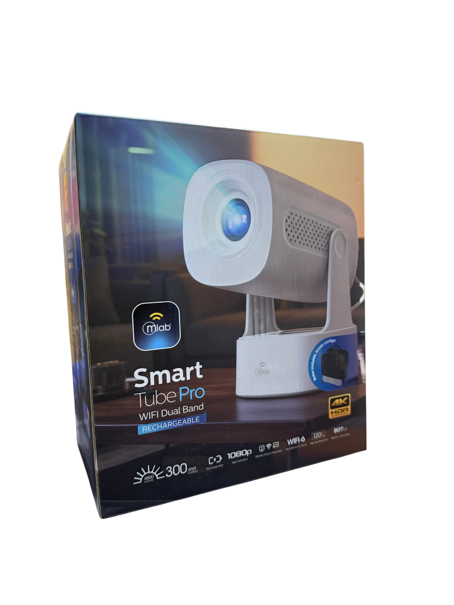 Proyector Mlab Smart Tube Pro Recargable 4800 Lm 1080p Fhd Wifi + Bolso 9711 – imagen 3