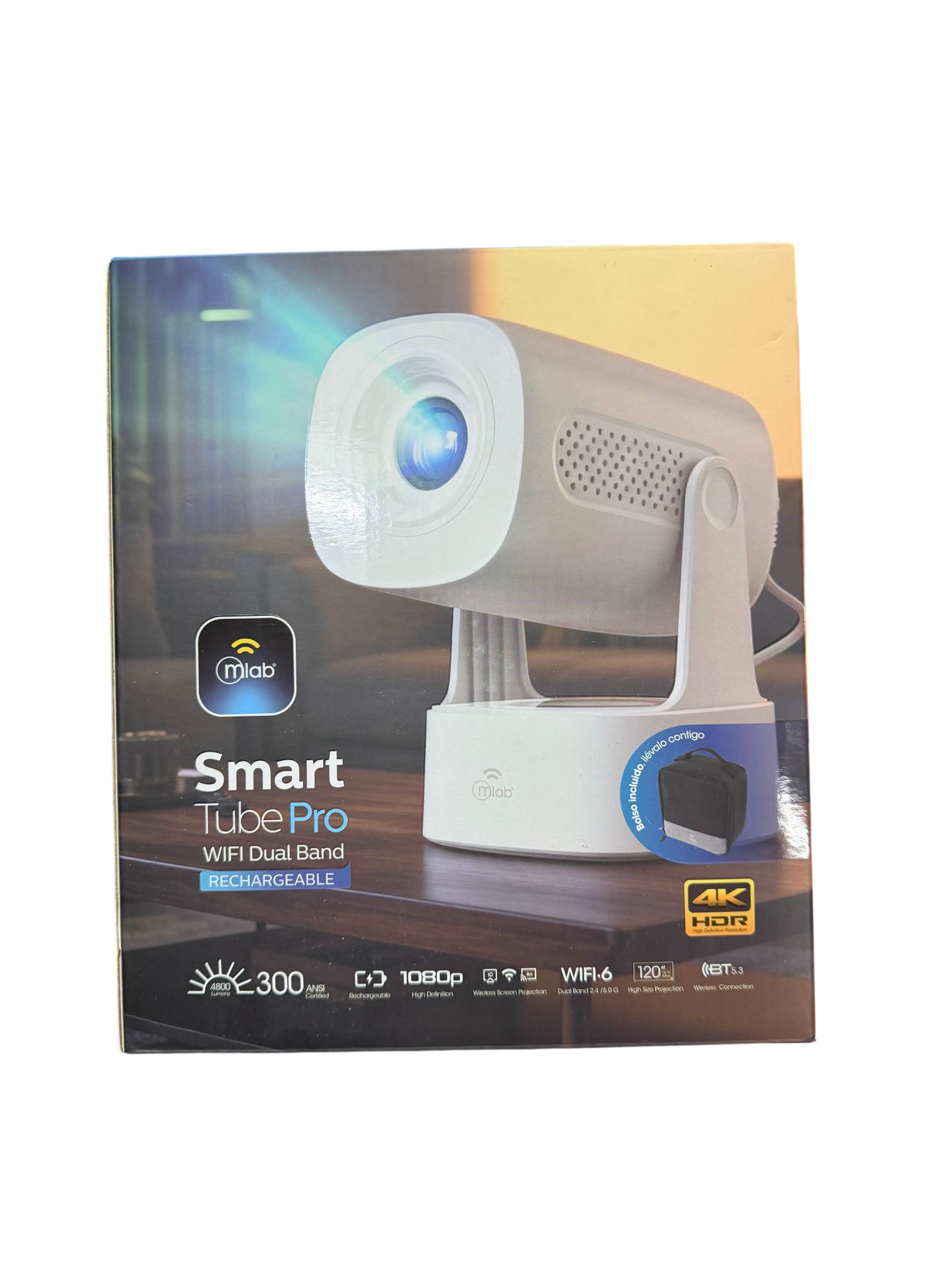 Proyector Mlab Smart Tube Pro Recargable 4800 Lm 1080p Fhd Wifi + Bolso 9711 – imagen 4