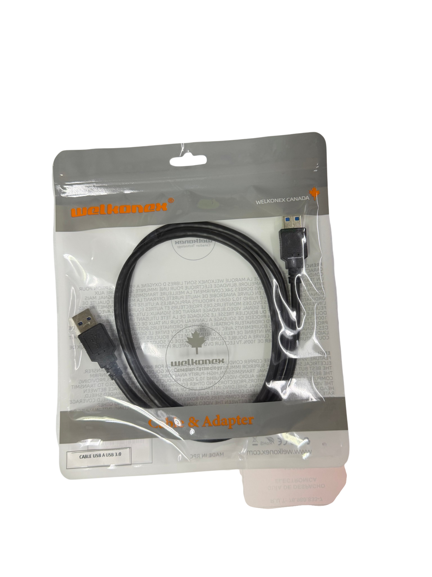 Cable Usb 3.0 a Usb Micro B 1m Welkonex Negro – imagen 2