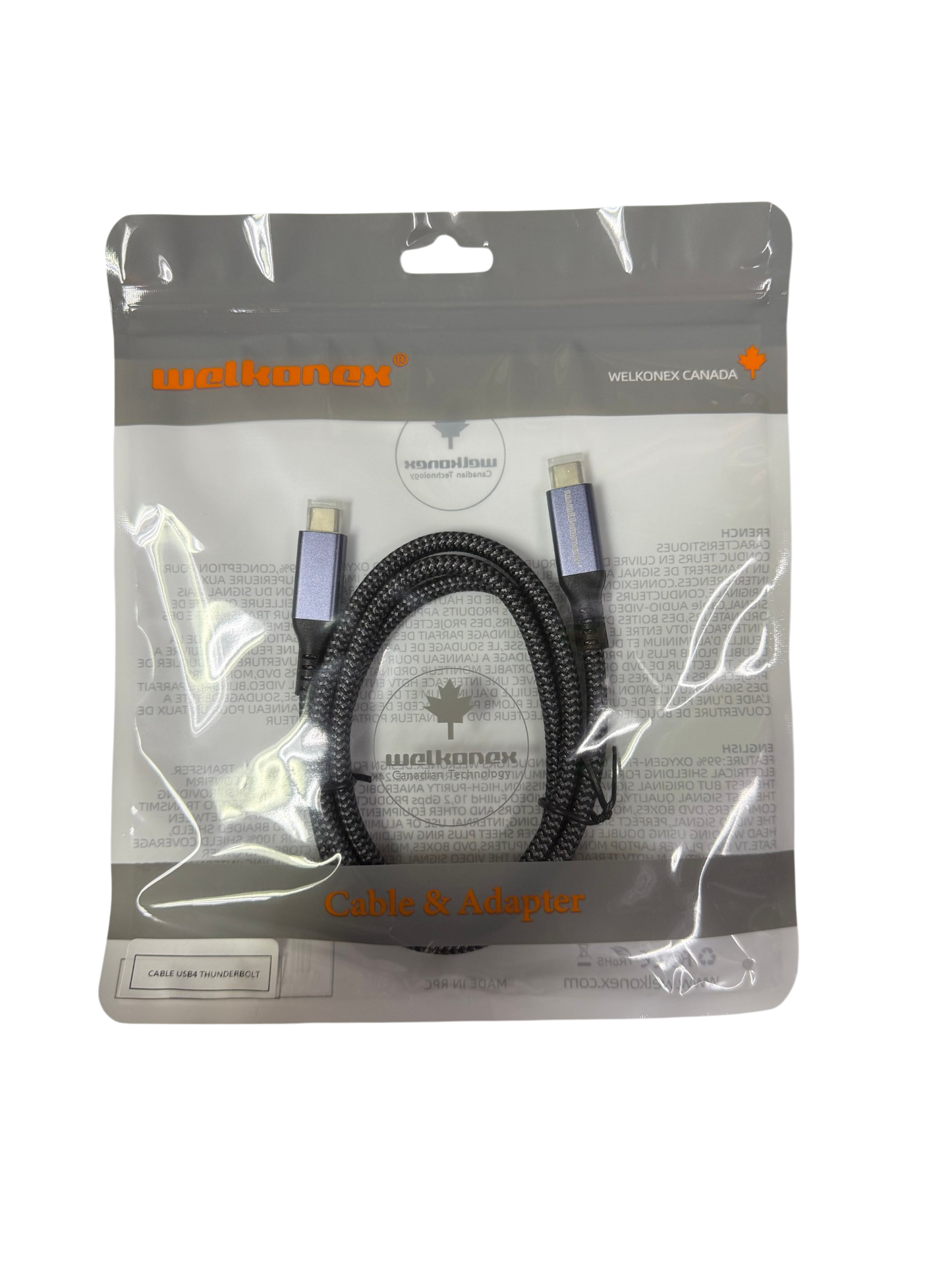 Cable Usb4 Usb C 40gbs 240w 1m 8k Thunderbolt 3 4 Welkonex Gris – imagen 3