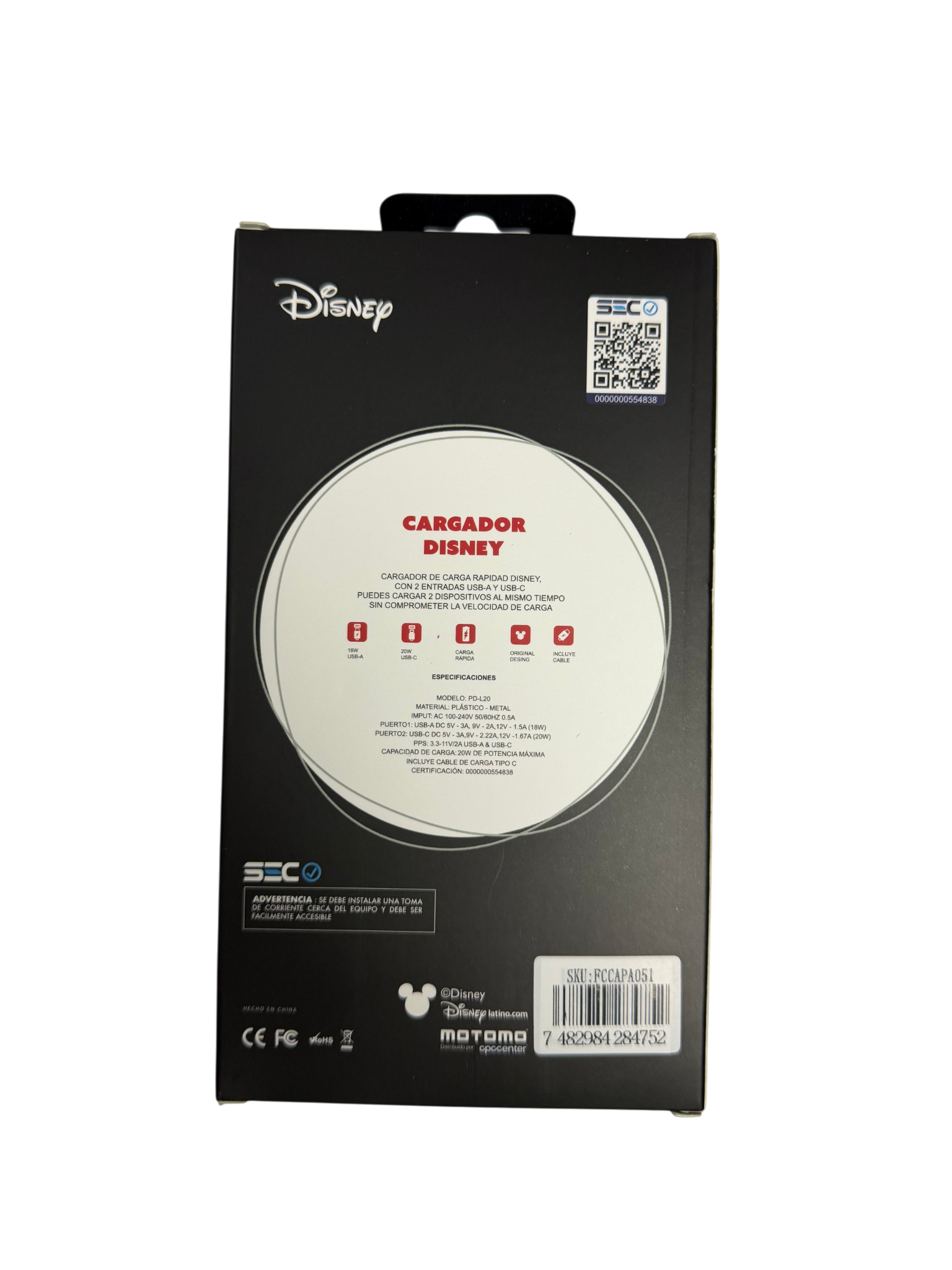 Cargador Rapido Disney 20w Dual Usb + Cable Tipo C Stitch Verde – imagen 2