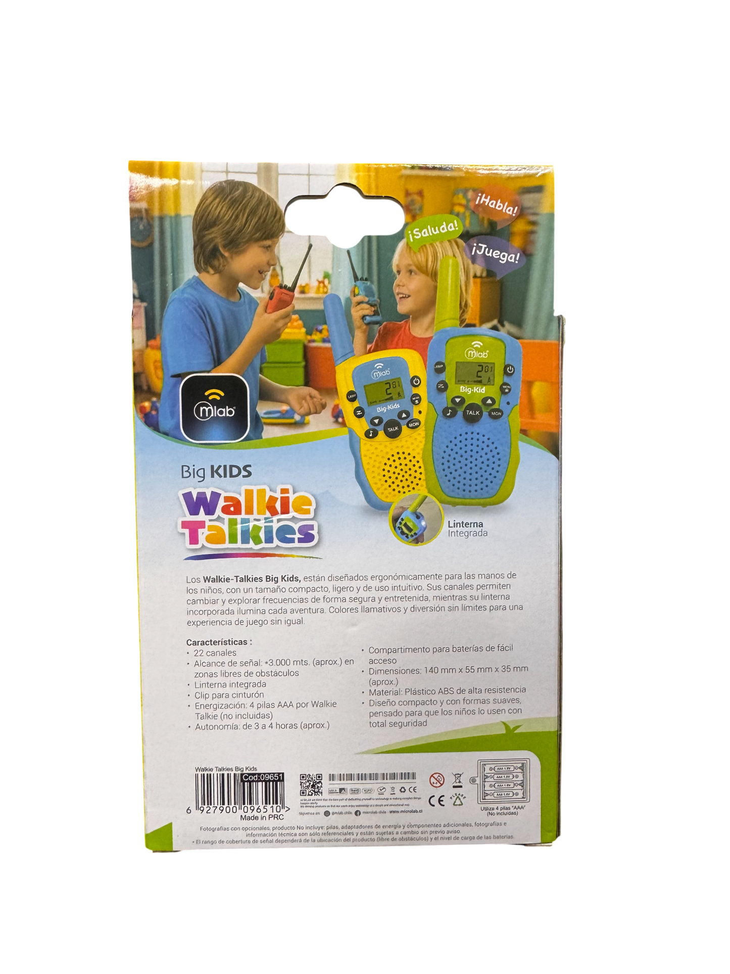 Kit 2 Radio Transmisor Walkie Talkie Niños Mlab Big Kids 22 Canales Linterna – imagen 3