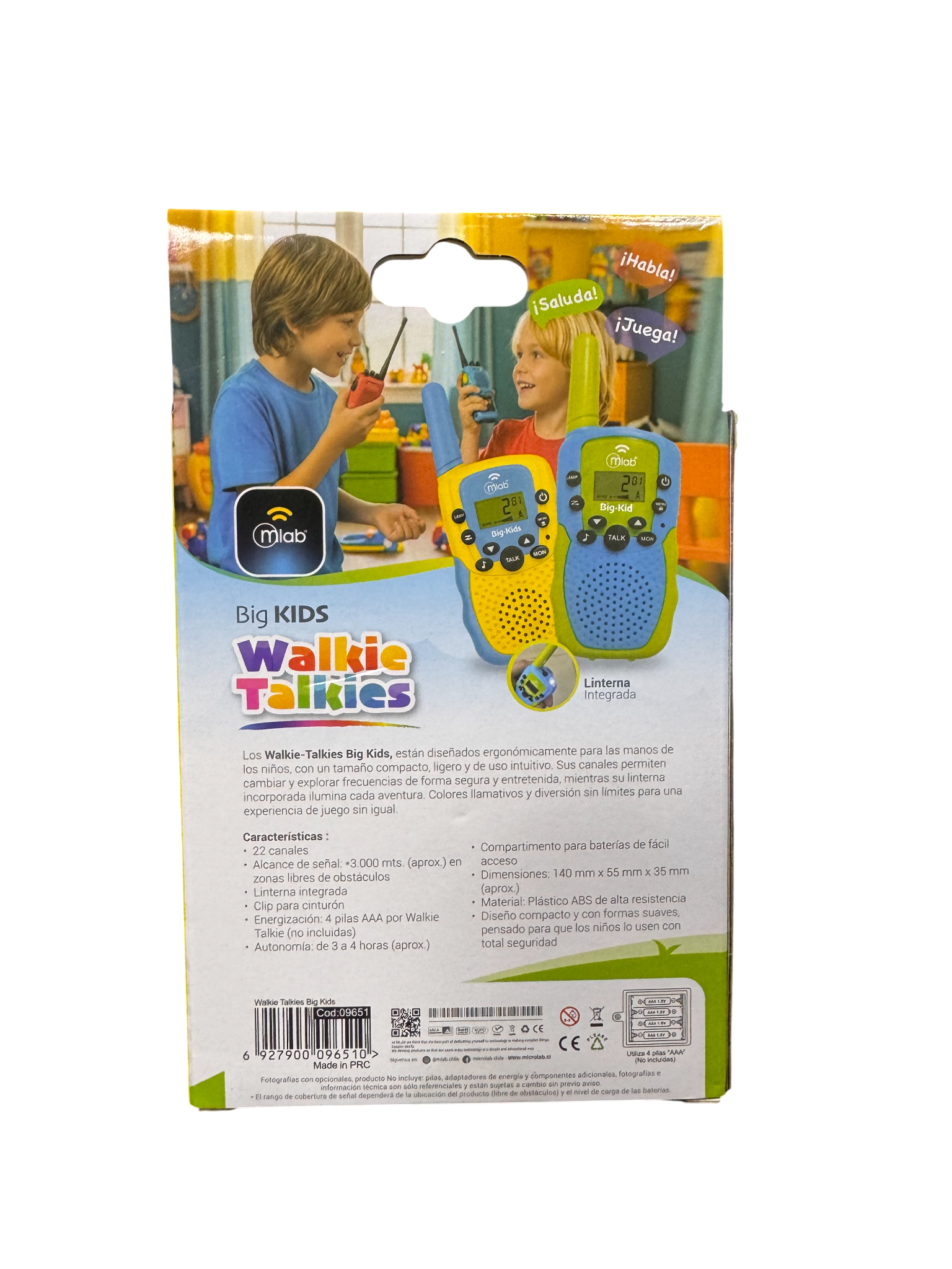 Kit 2 Radio Transmisor Walkie Talkie Niños Mlab Big Kids 22 Canales Linterna – imagen 3