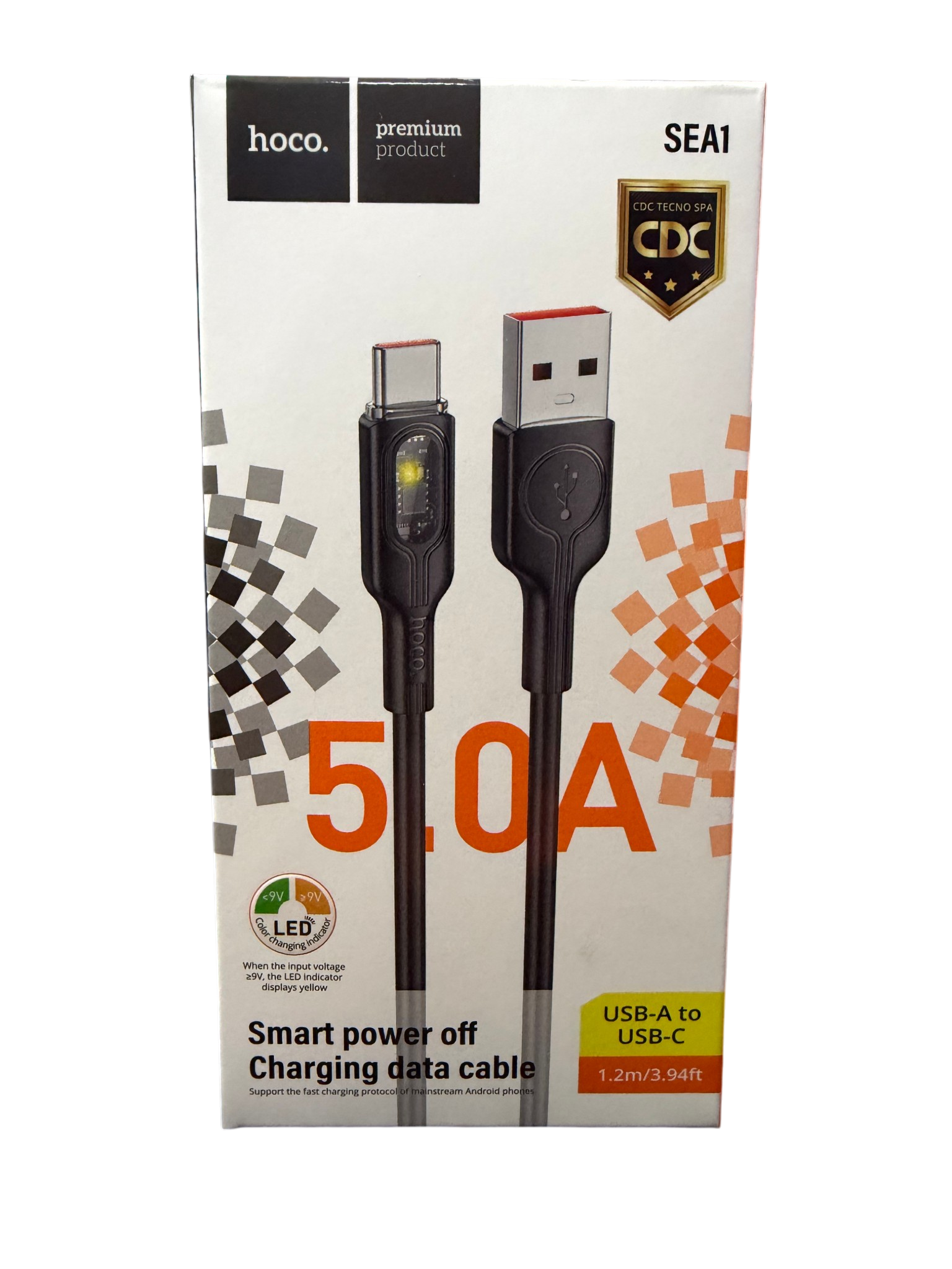 Cable Usb a Tipo C 5a Hoco Sea1 Negro – imagen 3