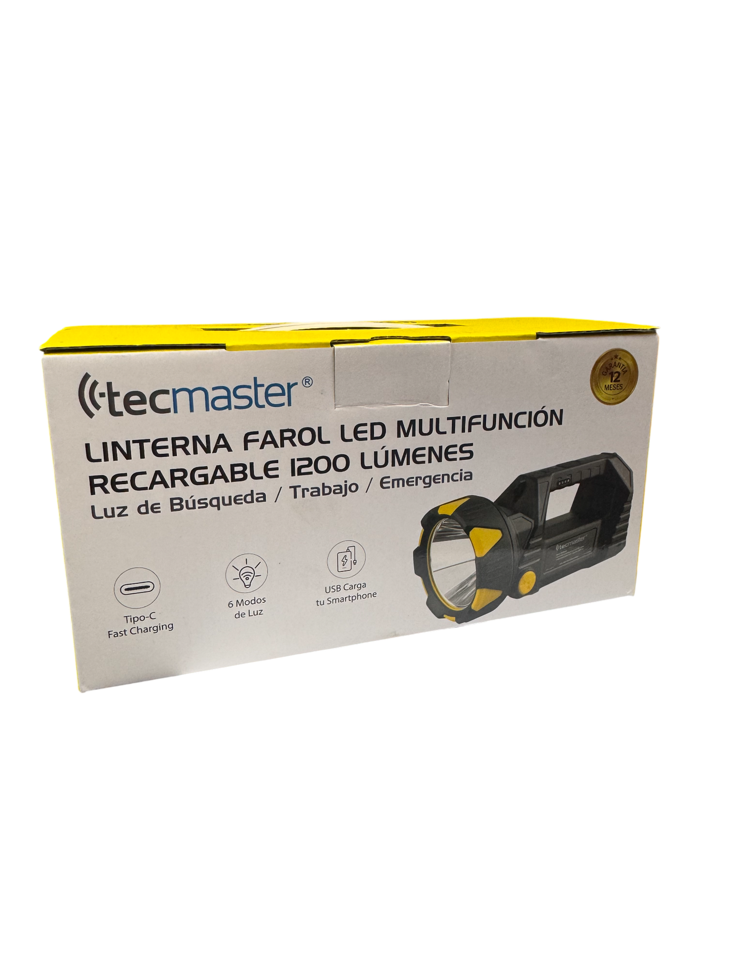 Linterna Farol Led Recargable Tecmaster 1200 Lumenes Negro – imagen 2