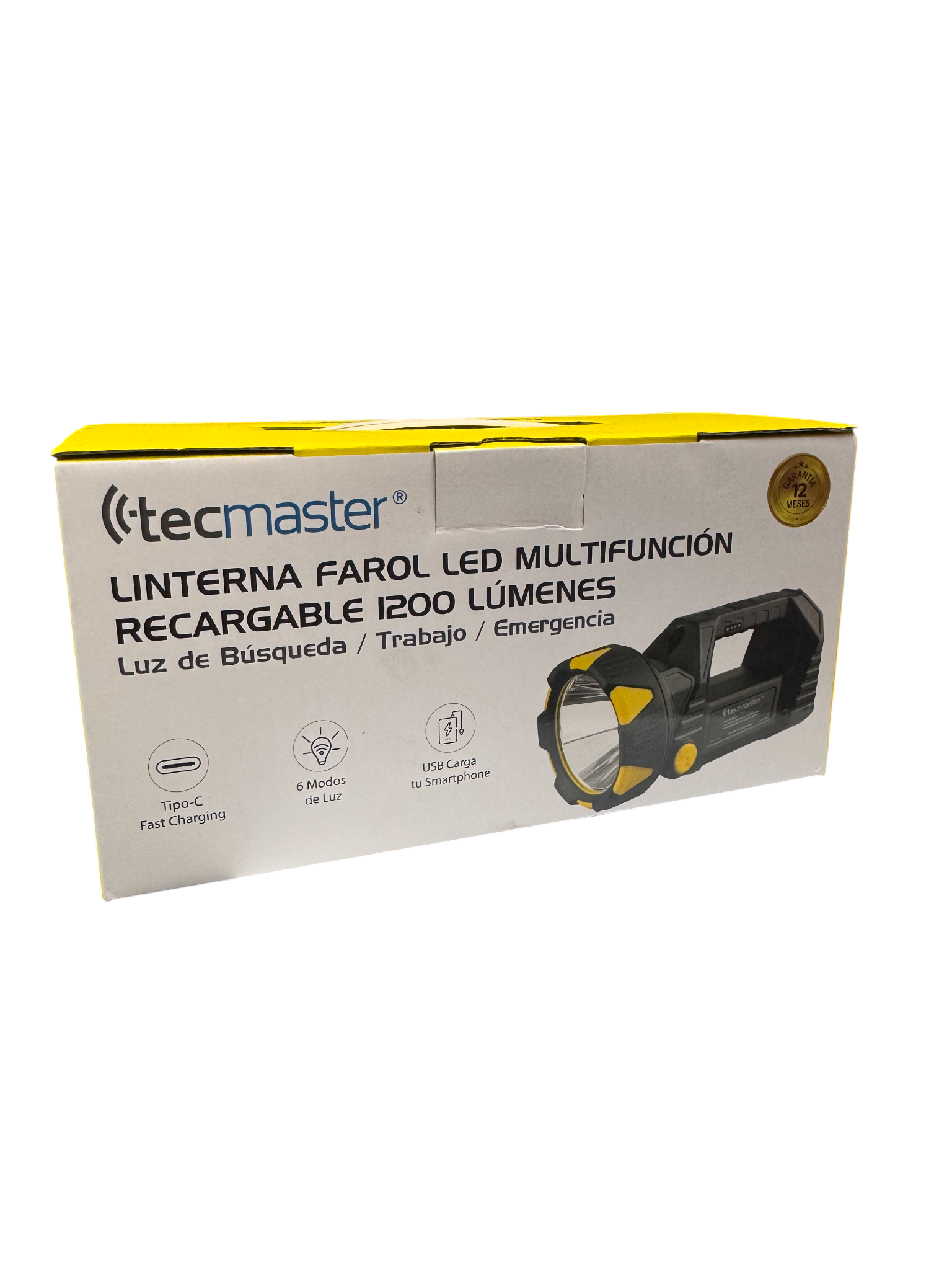 Linterna Farol Led Recargable Tecmaster 1200 Lumenes Negro – imagen 2
