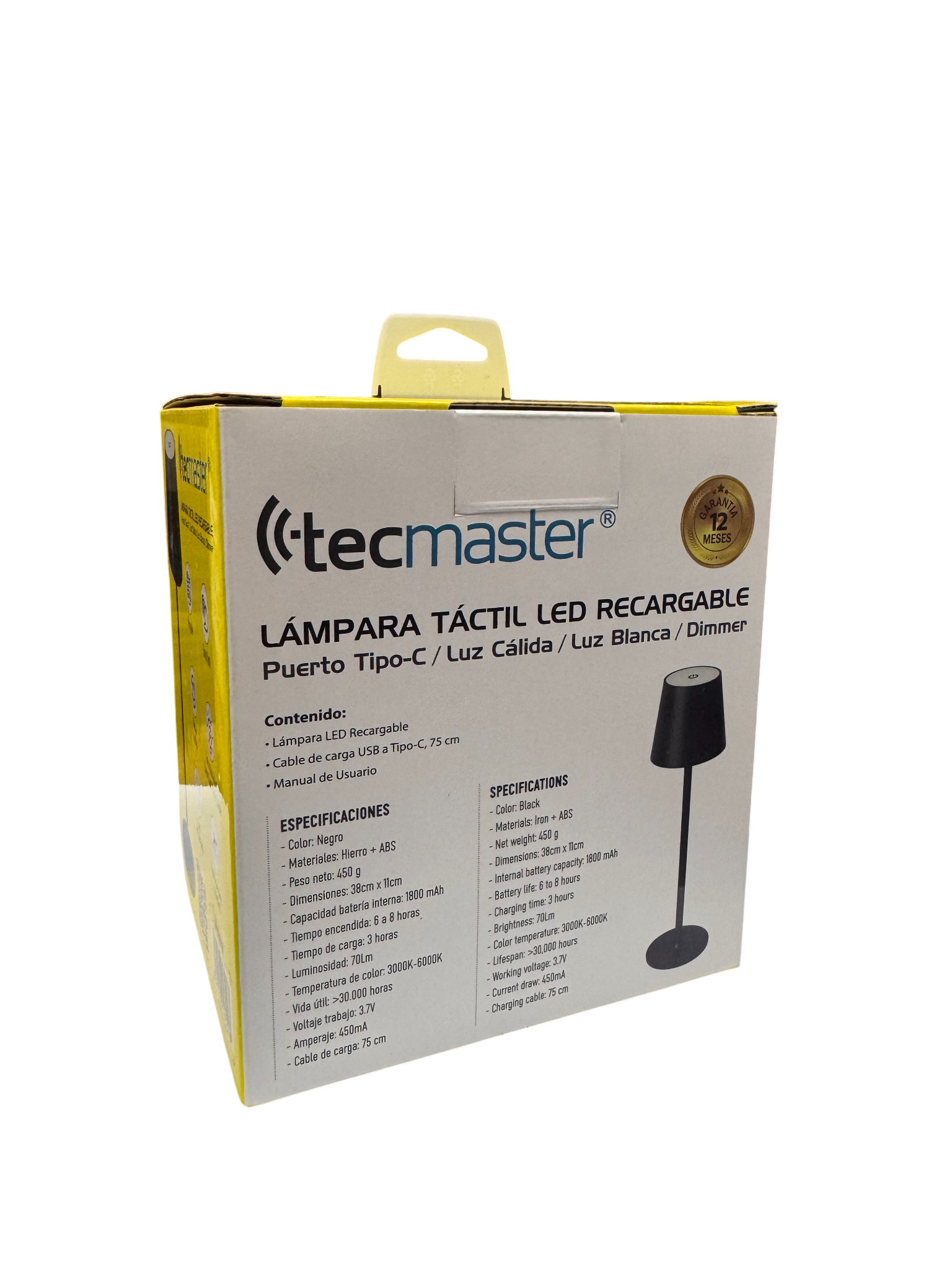 Lampara Escritorio Mesa Tecmaster Tactil Led Recargable Negro – imagen 3