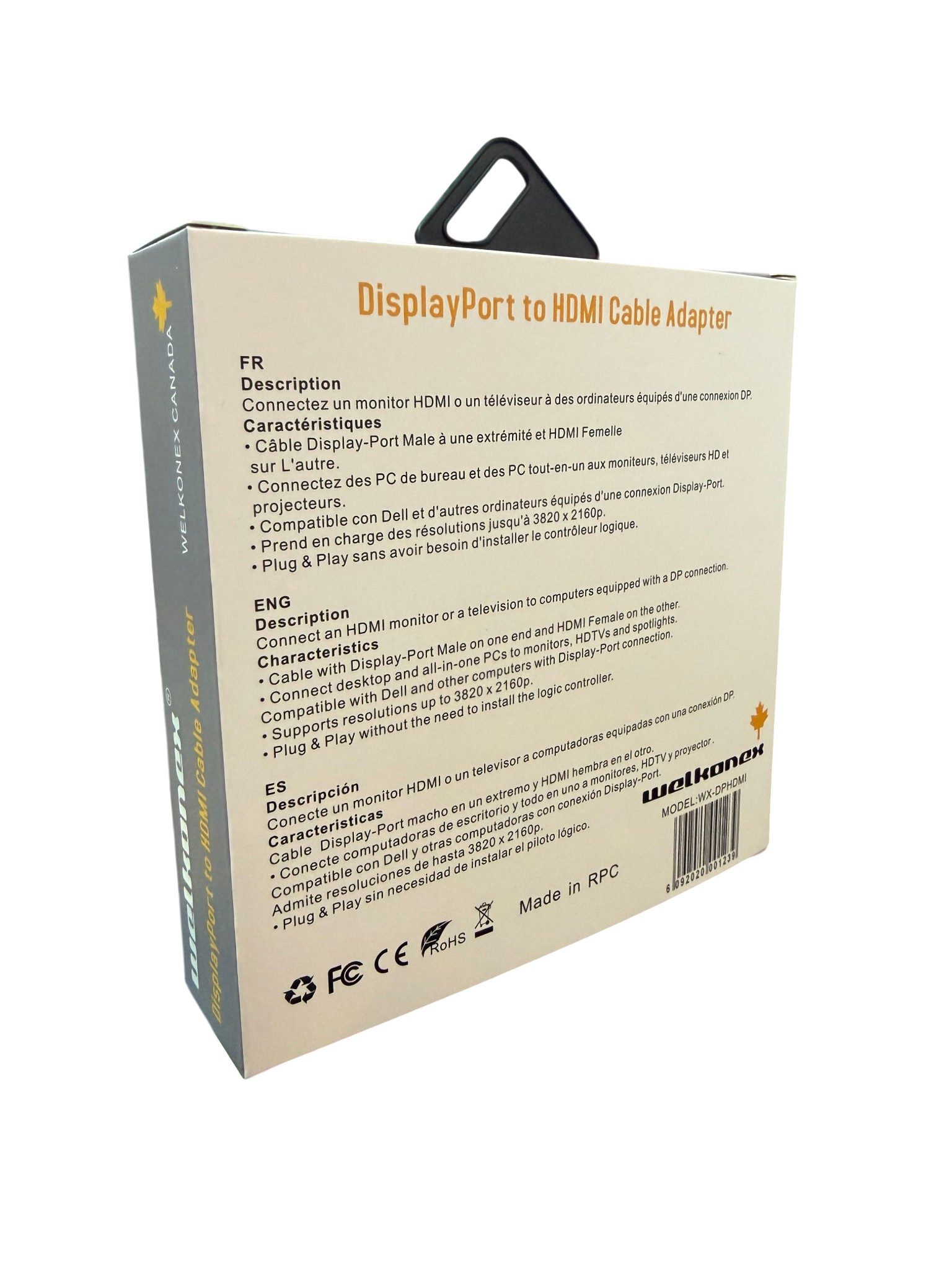 Adaptador Displayport a Hdmi 15cm Welkonex Negro – imagen 3