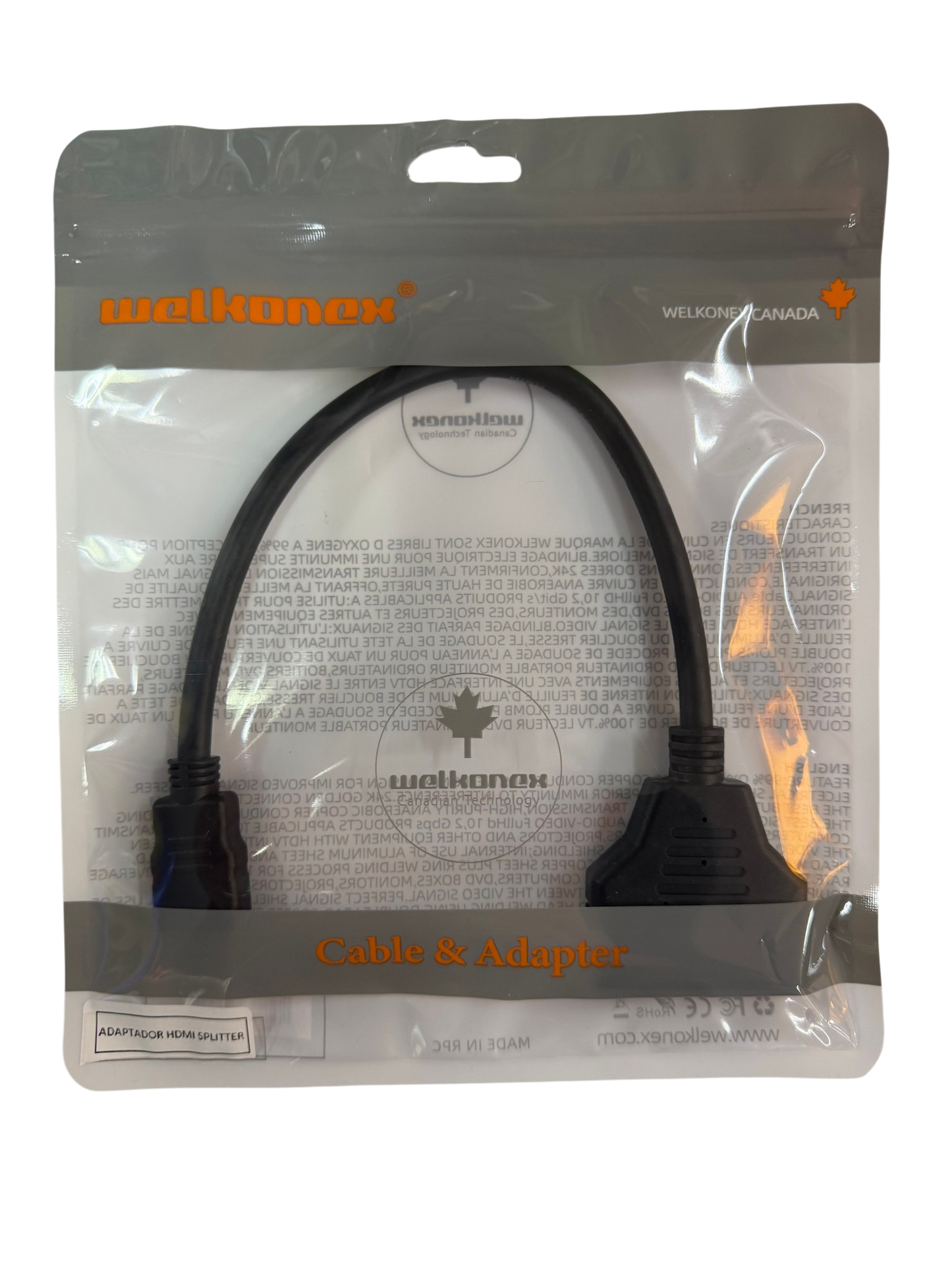 Cable Divisor Hdmi Splitter 2 Salidas 1 Entrada Welkonex Negro – imagen 4
