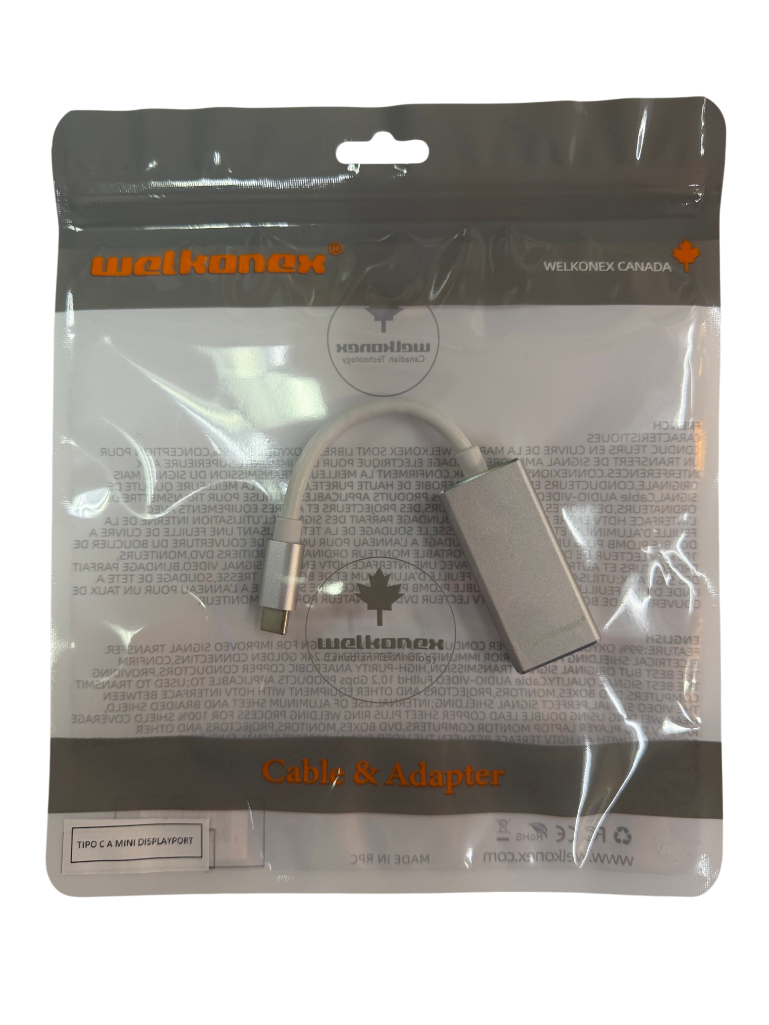 Adaptador Tipo C a Mini Displayport Welkonex Gris – imagen 4