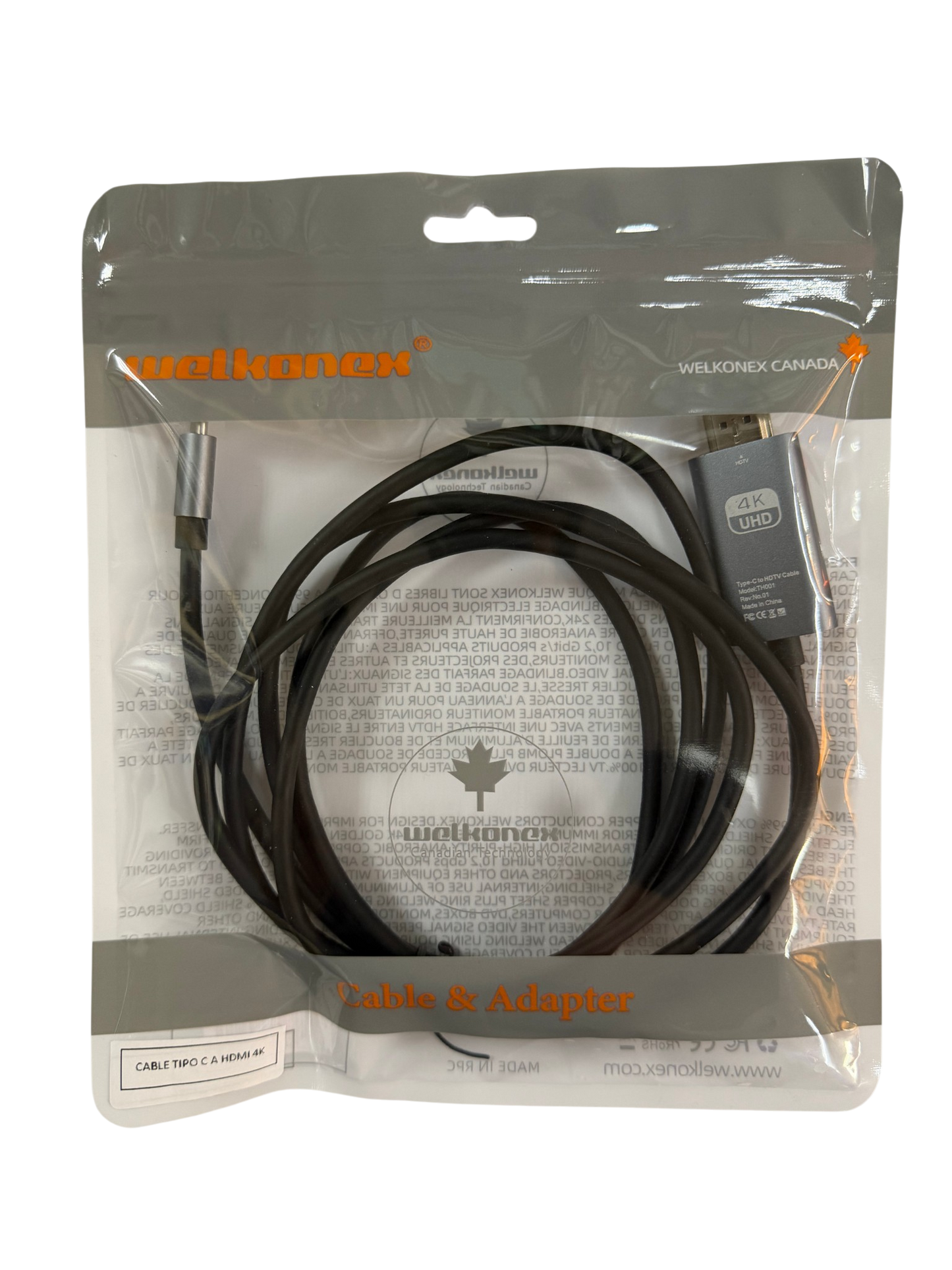 Adaptador Cable Tipo C a Hdmi Welkonex Gris – imagen 2