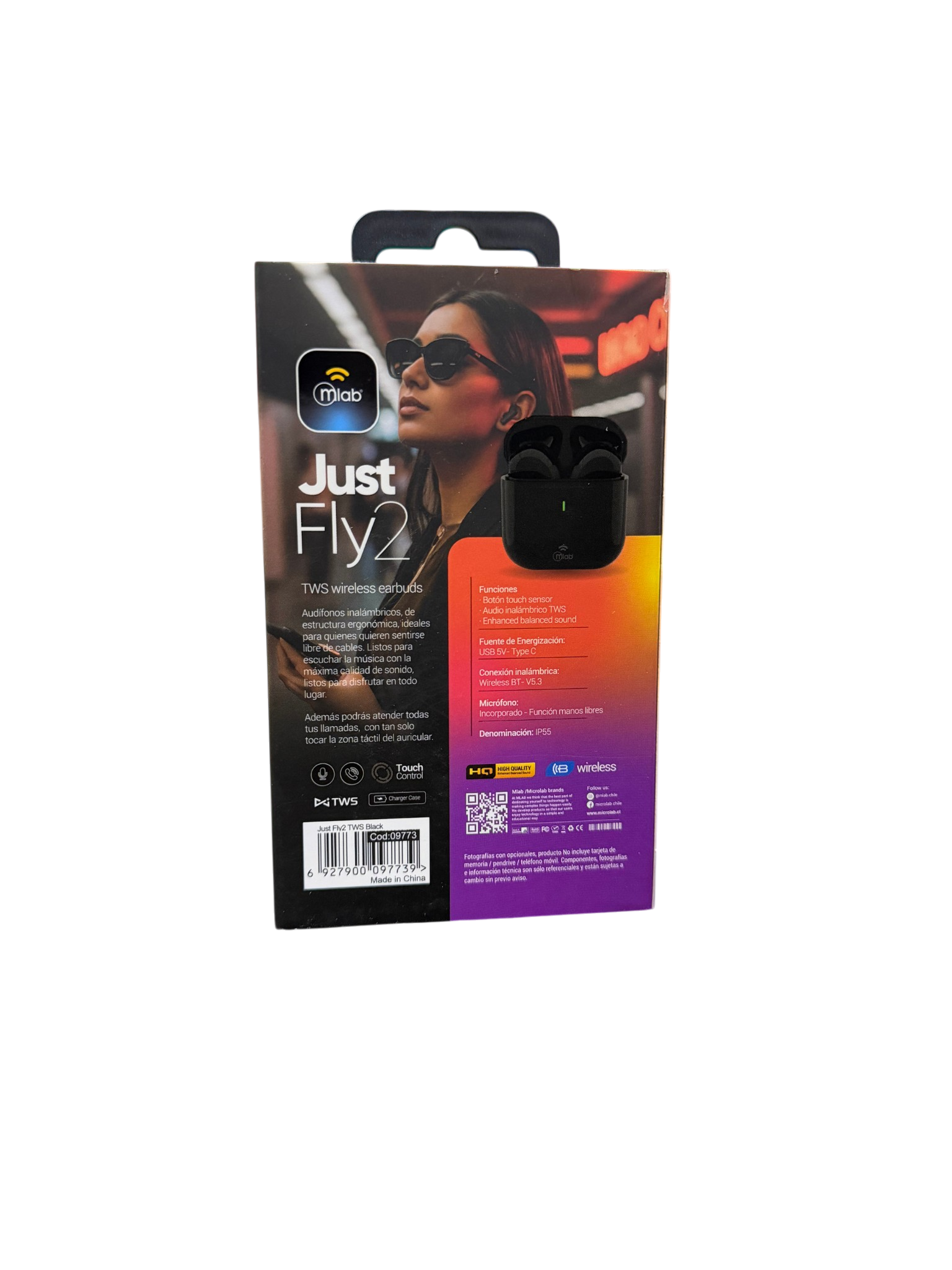 Audifonos In Ear Bluetooth Mlab Tws Just Fly 2 Mod9773 Negro – imagen 2