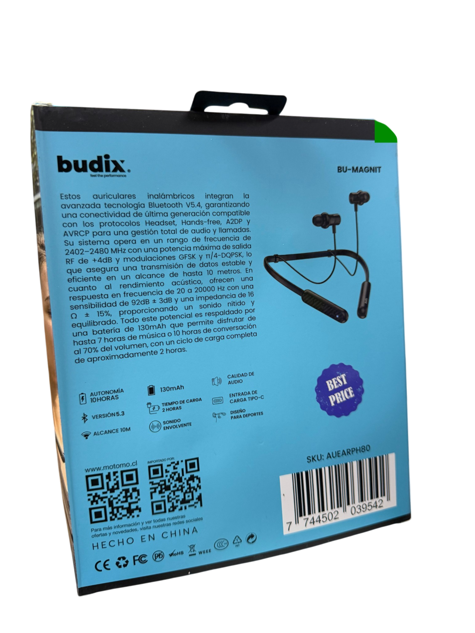 Audífonos Bluetooth In Ear Budix Magnit Negro – imagen 2