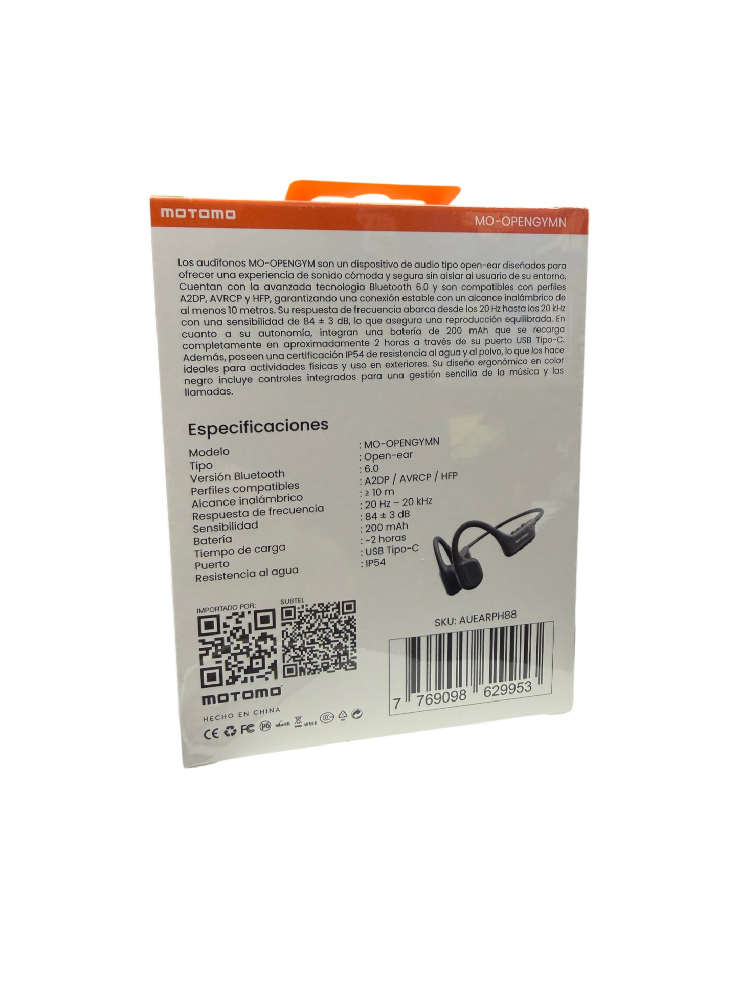 Audífonos Sport Buds Bluetooth Motomo Opengym Gris