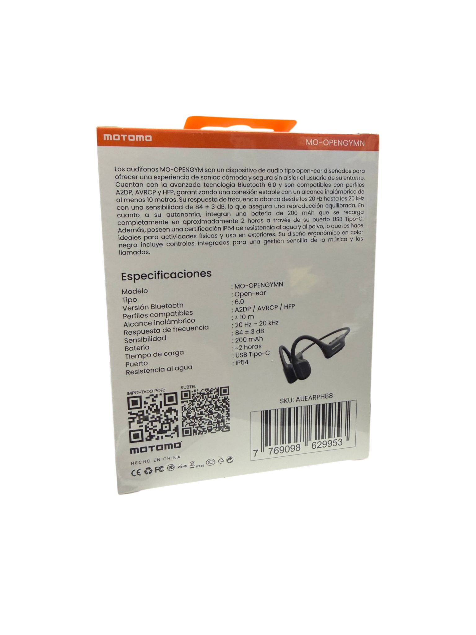 Audífonos Sport Buds Bluetooth Motomo Opengym Gris
