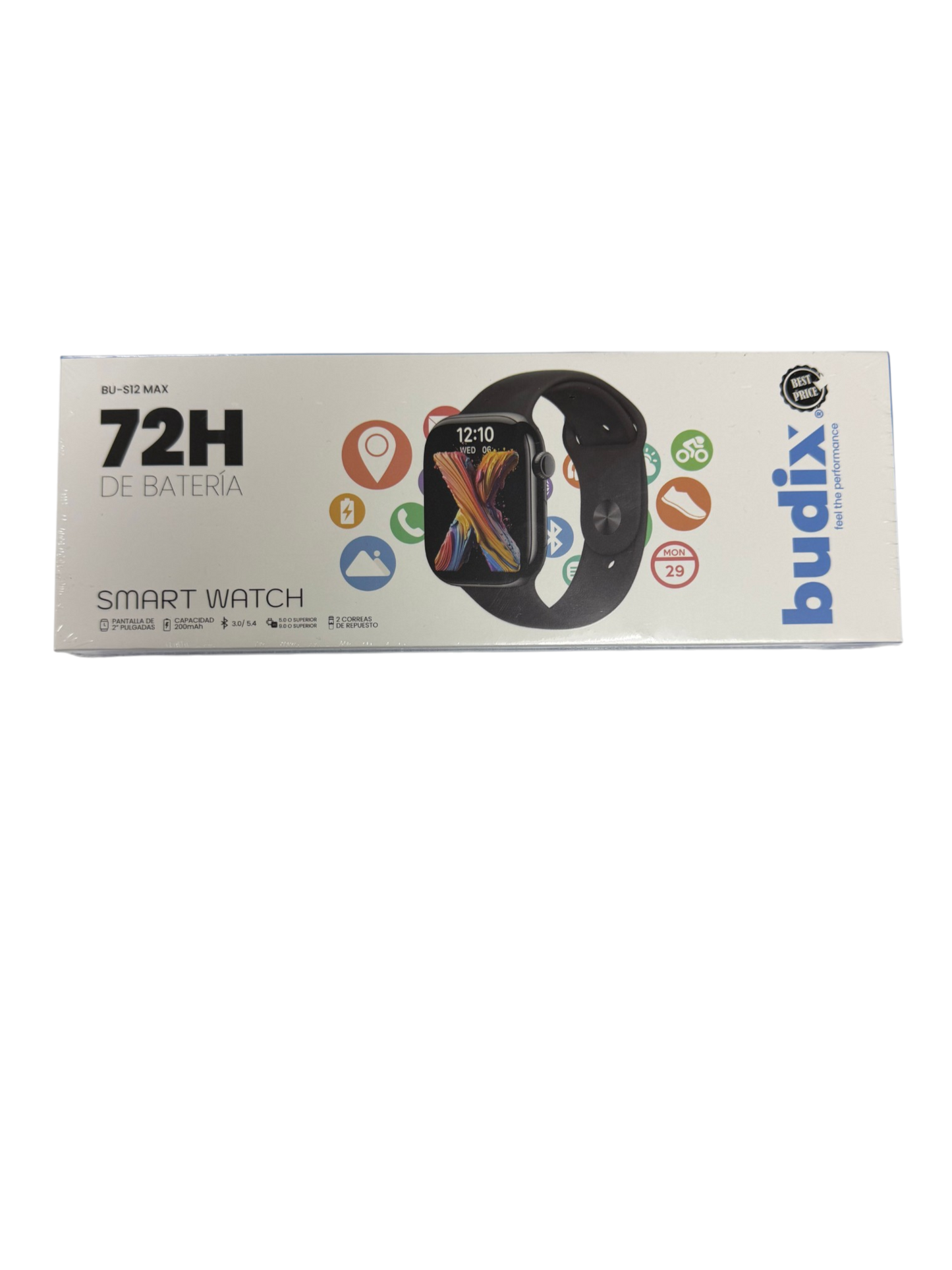 Smartwatch S12 Max Watch Budix Correa De Silicona Negro