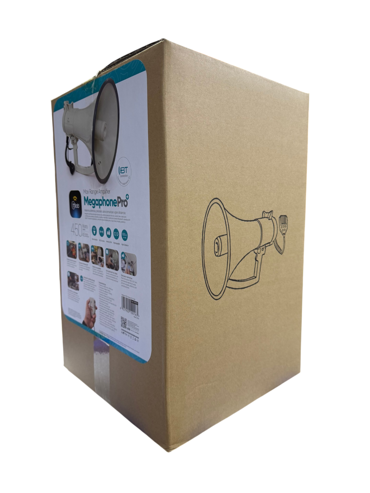 Megáfono Recargable 45w Sirena Graba Voz Recargable Blanco